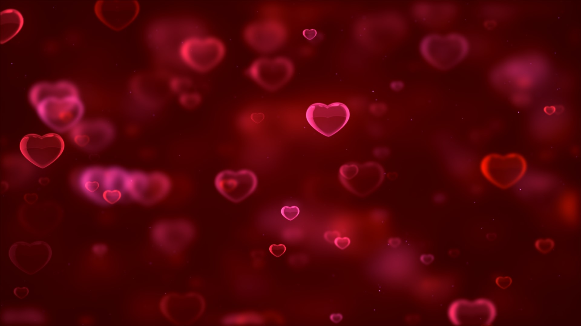 Red and pink hearts floating on a dark red background HD Wallpaper