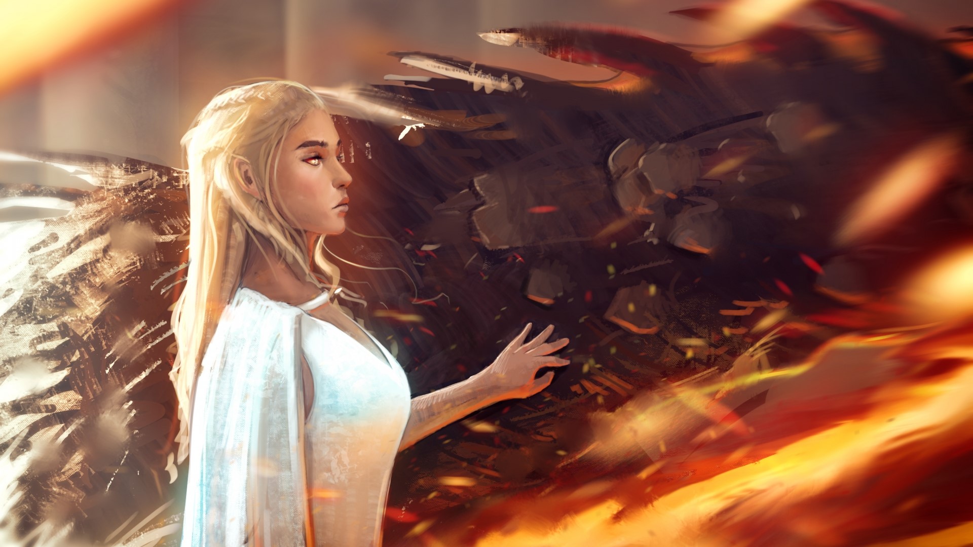 Daenerys Targaryen and a dragon HD Wallpaper