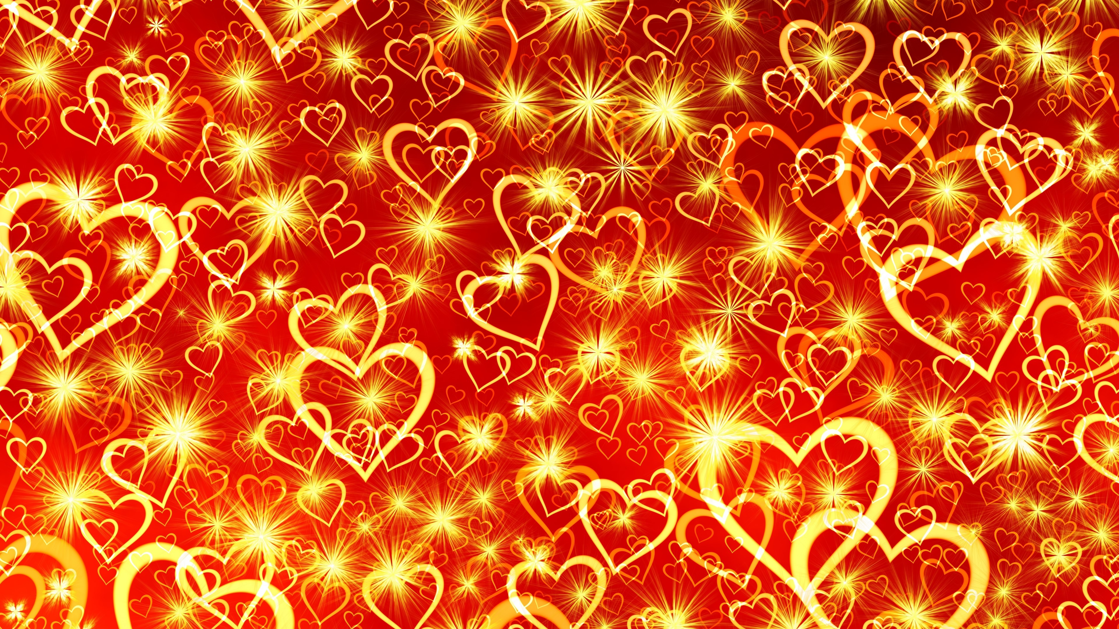 4K Hearts and Stars Pattern HD Wallpaper