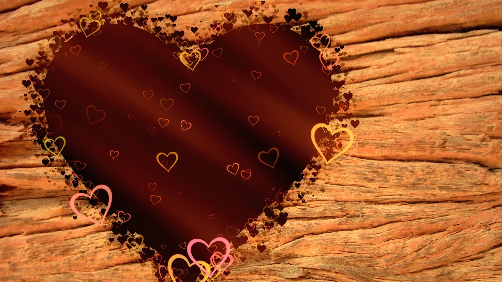 Heart frame on wooden background HD Wallpaper