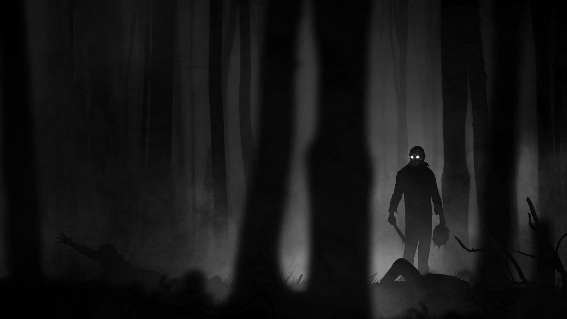 Jason Voorhees from Dead by Daylight in a dark forest HD Wallpaper