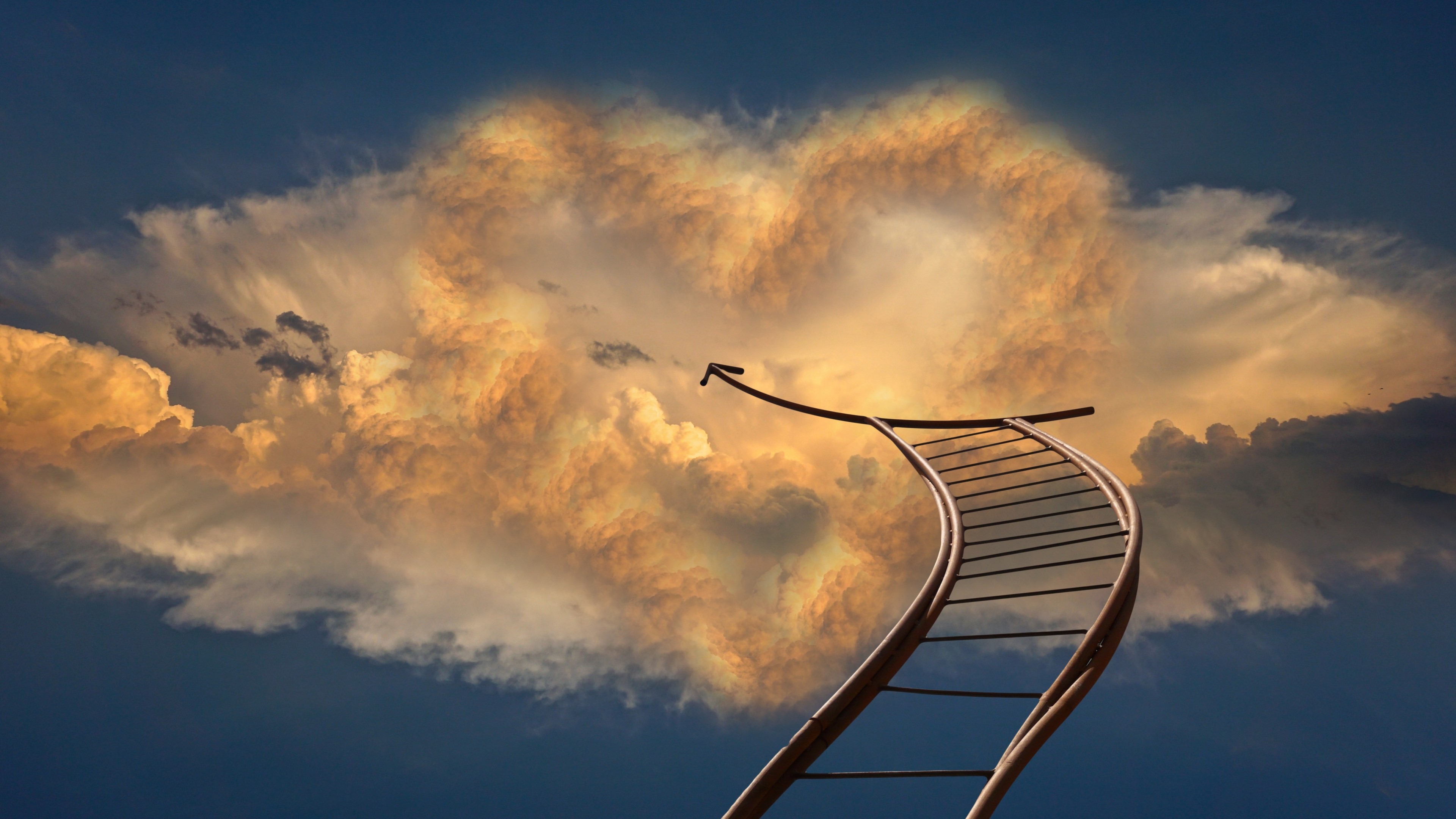 Ladder to a Heart-Shaped Cloud HD Wallpaper