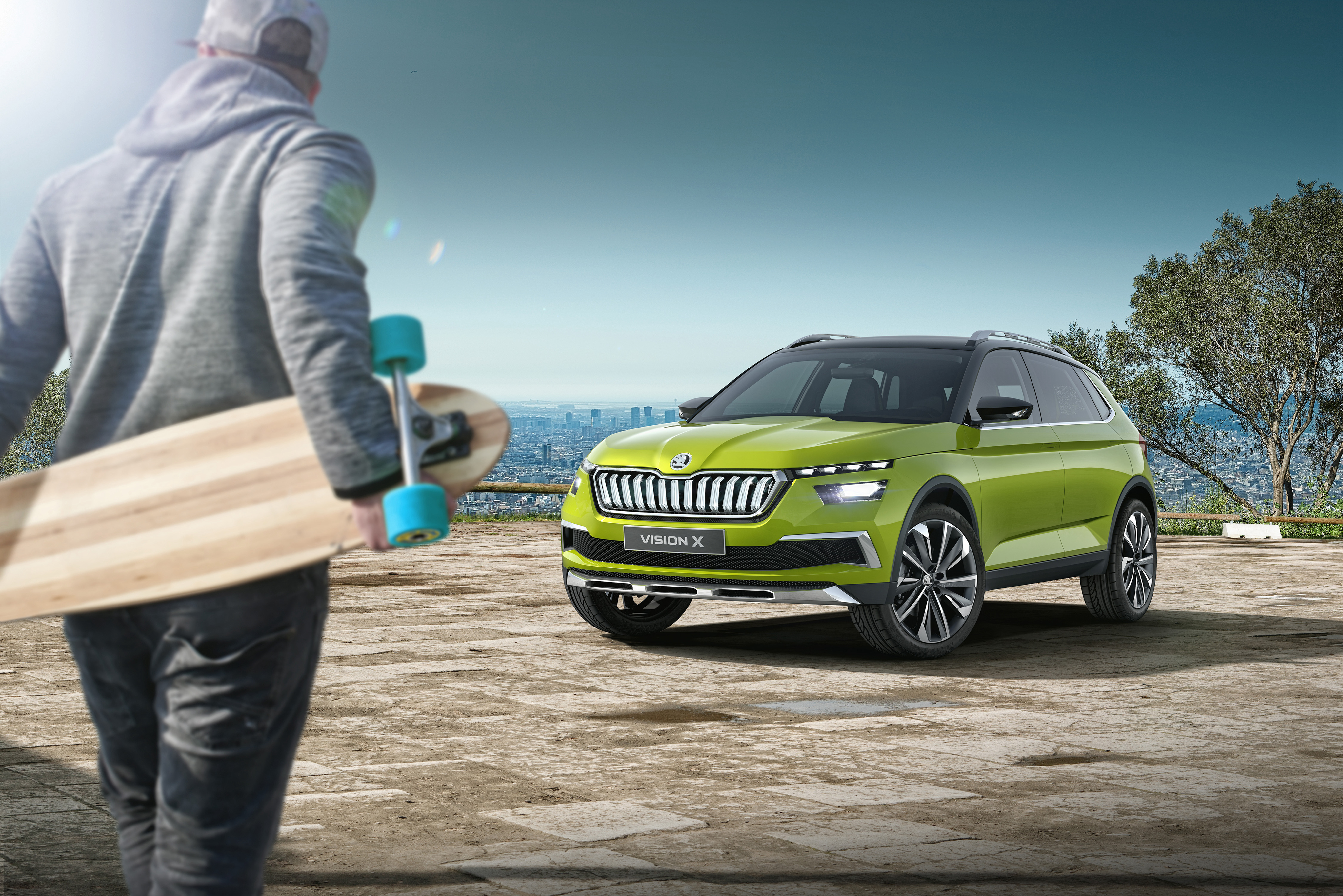Skoda Vision X concept car at Geneva Motor Show 2018 HD Wallpaper