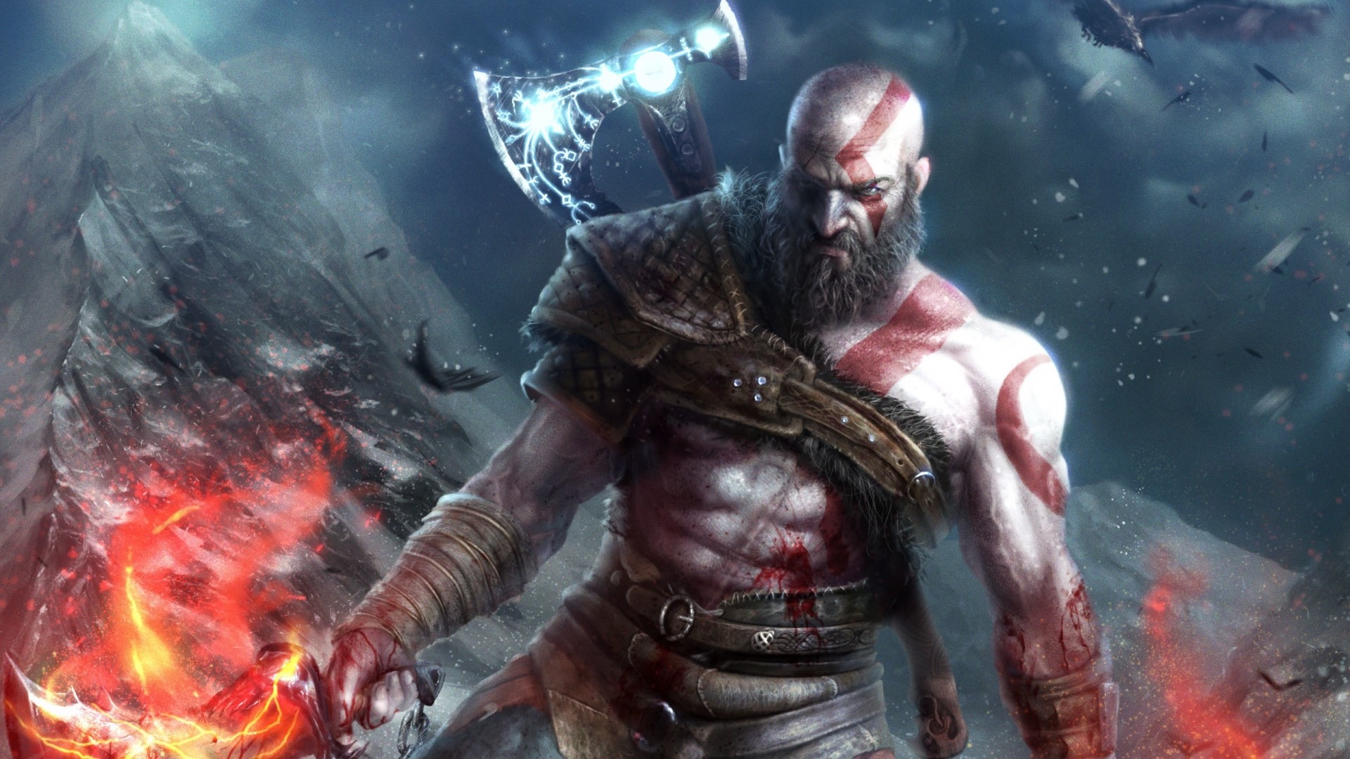 Kratos from God of War with Leviathan Axe HD Wallpaper