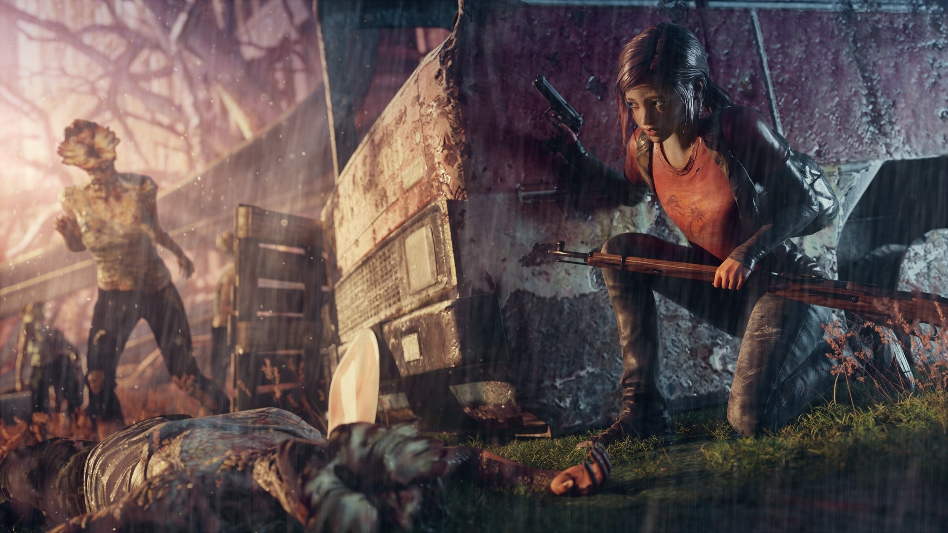 Ellie from The Last of Us fighting infected HD Wallpaper