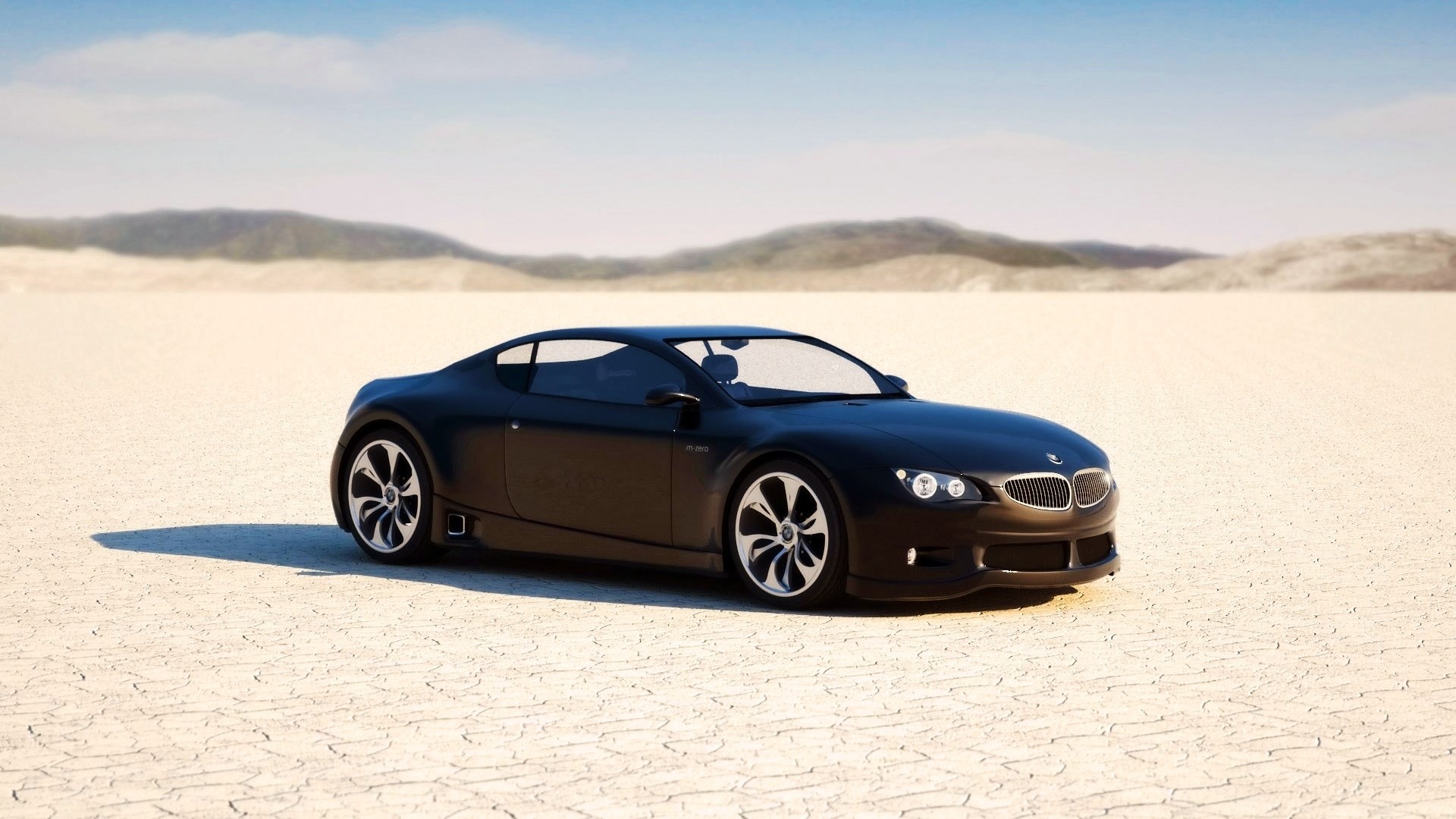 Black BMW M Zero in a desert landscape HD Wallpaper