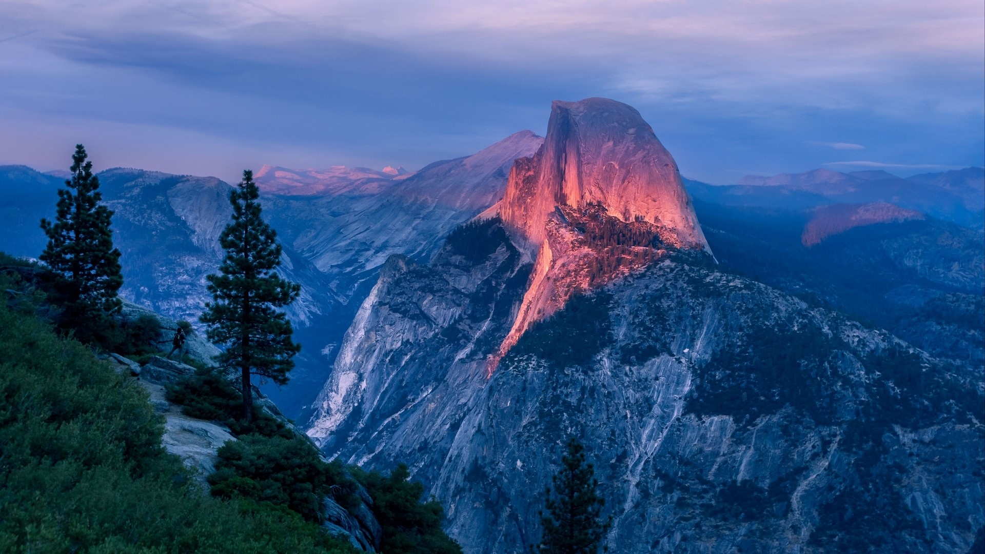 Half Dome Yosemite Valley at Sunset HD Wallpaper