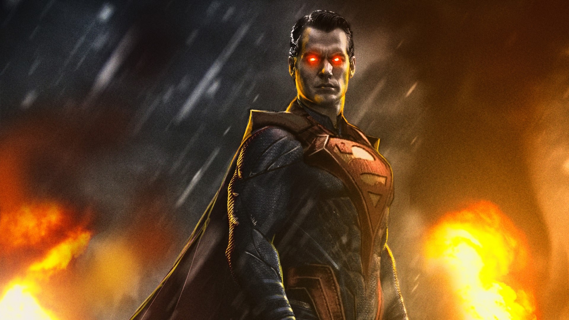 Superman from Injustice with glowing red eyes HD Wallpaper