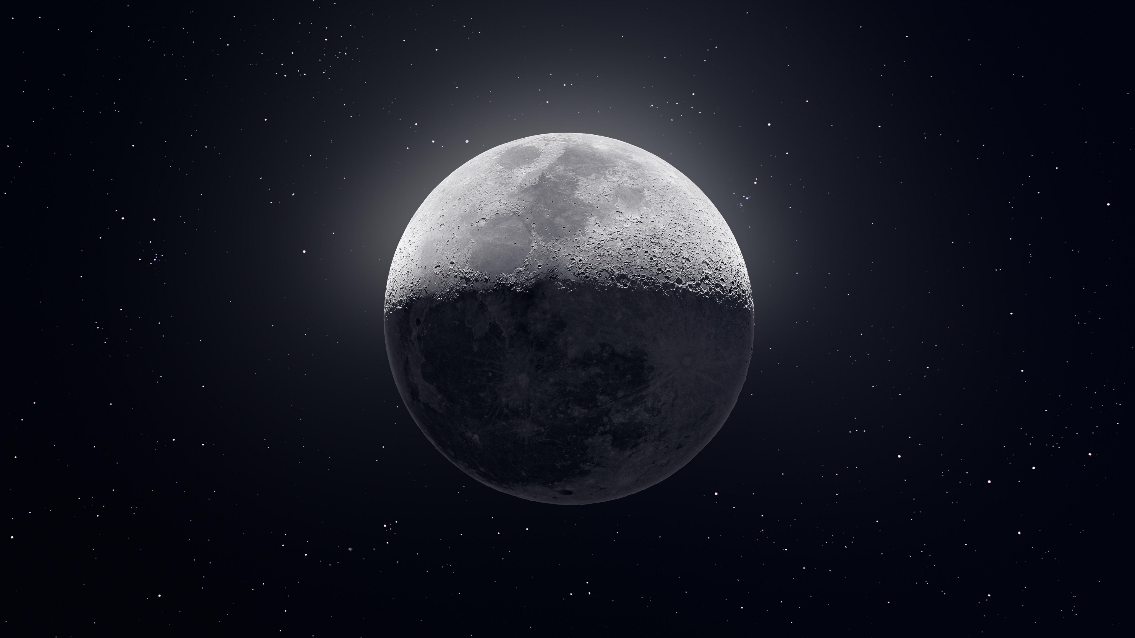 4K Moon in Space HD Wallpaper