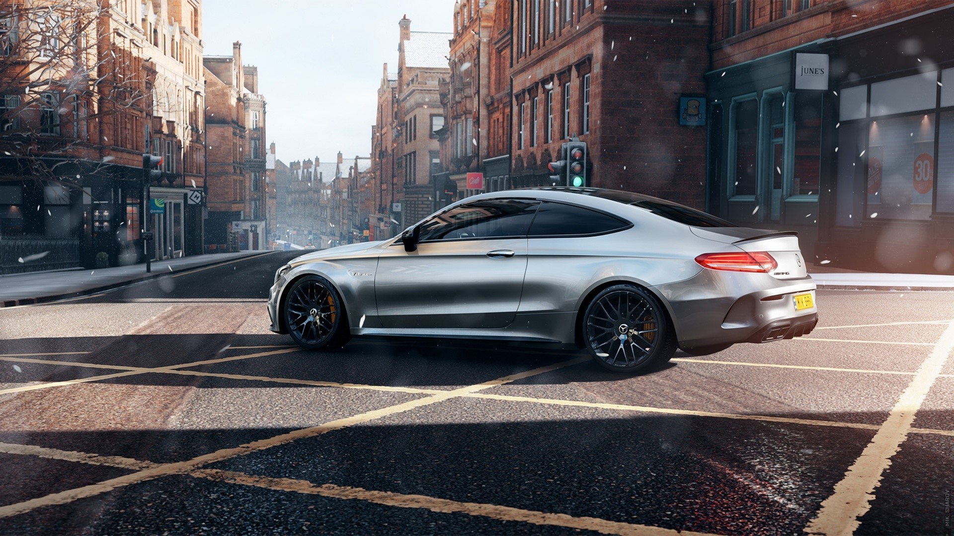 Mercedes-AMG C63 Coupe on a City Street HD Wallpaper