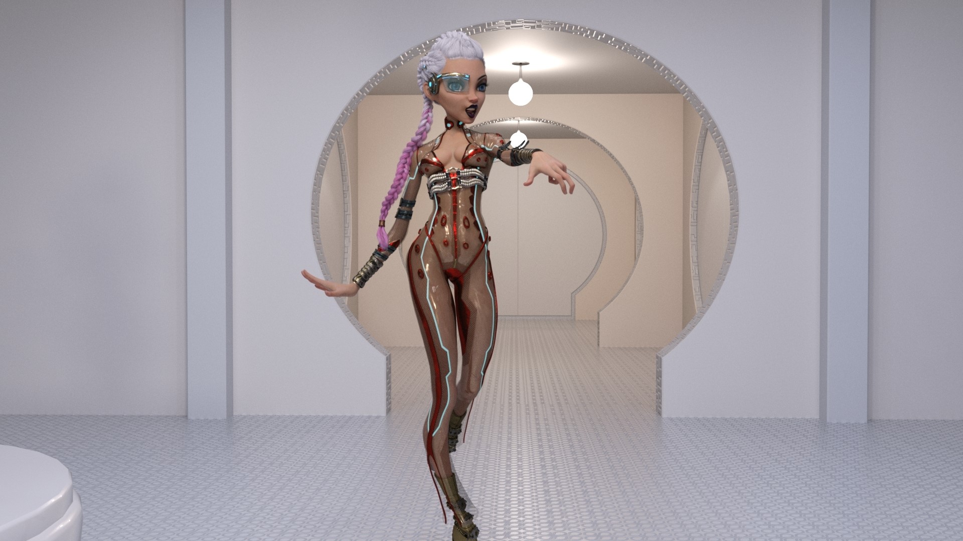 3D fantasy girl in futuristic outfit HD Wallpaper