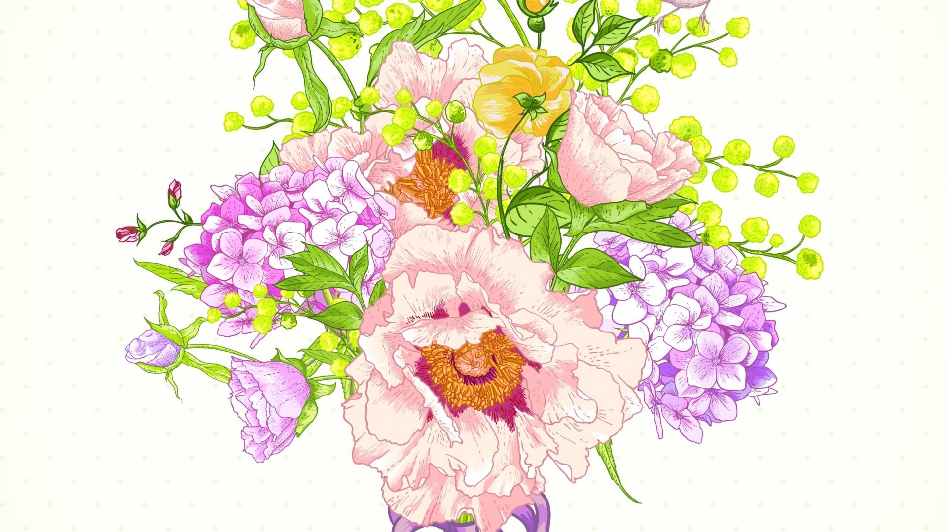 Floral bouquet with roses and hydrangeas HD Wallpaper