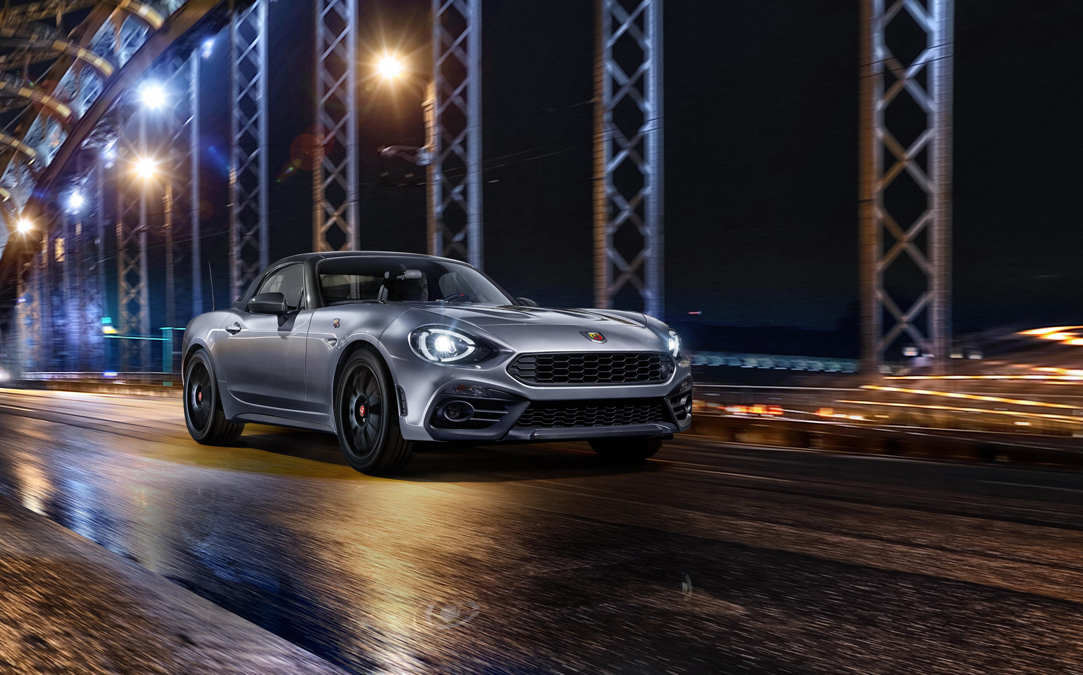 2018 Fiat Abarth 124 GT on a Bridge at Night HD Wallpaper