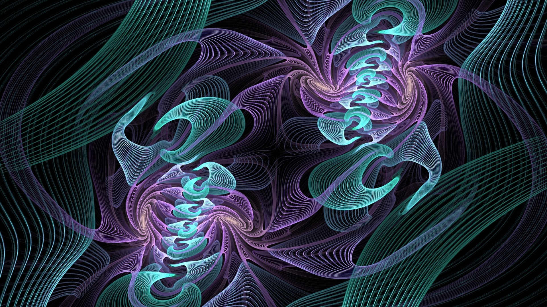 Abstract fractal art with purple and teal swirls HD Wallpaper