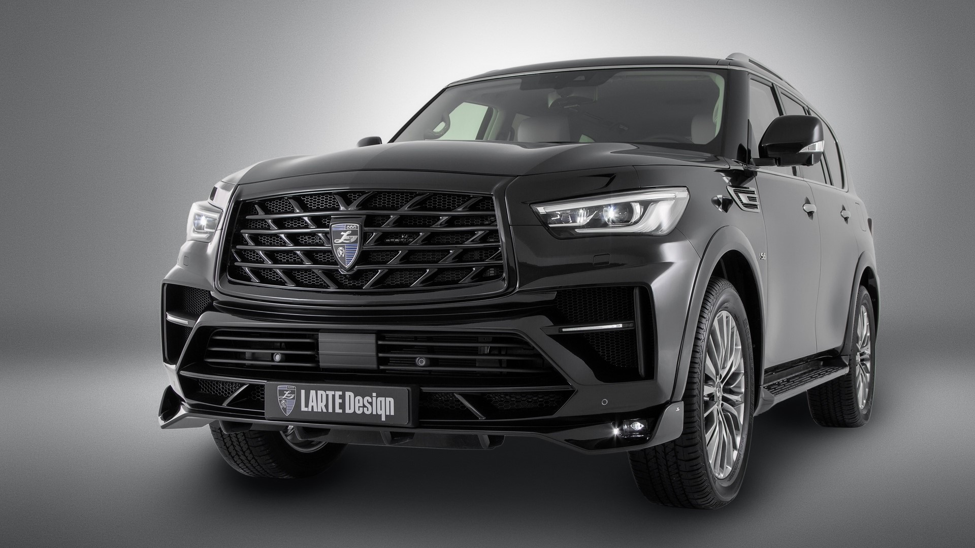 Black Infiniti QX80 with LARTE Design body kit HD Wallpaper