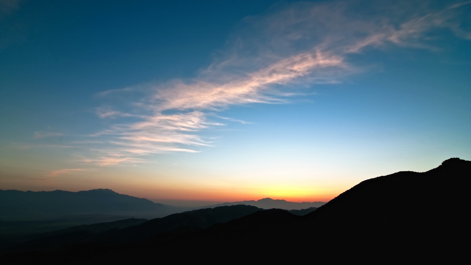 Sunset over mountains in California HD Wallpaper