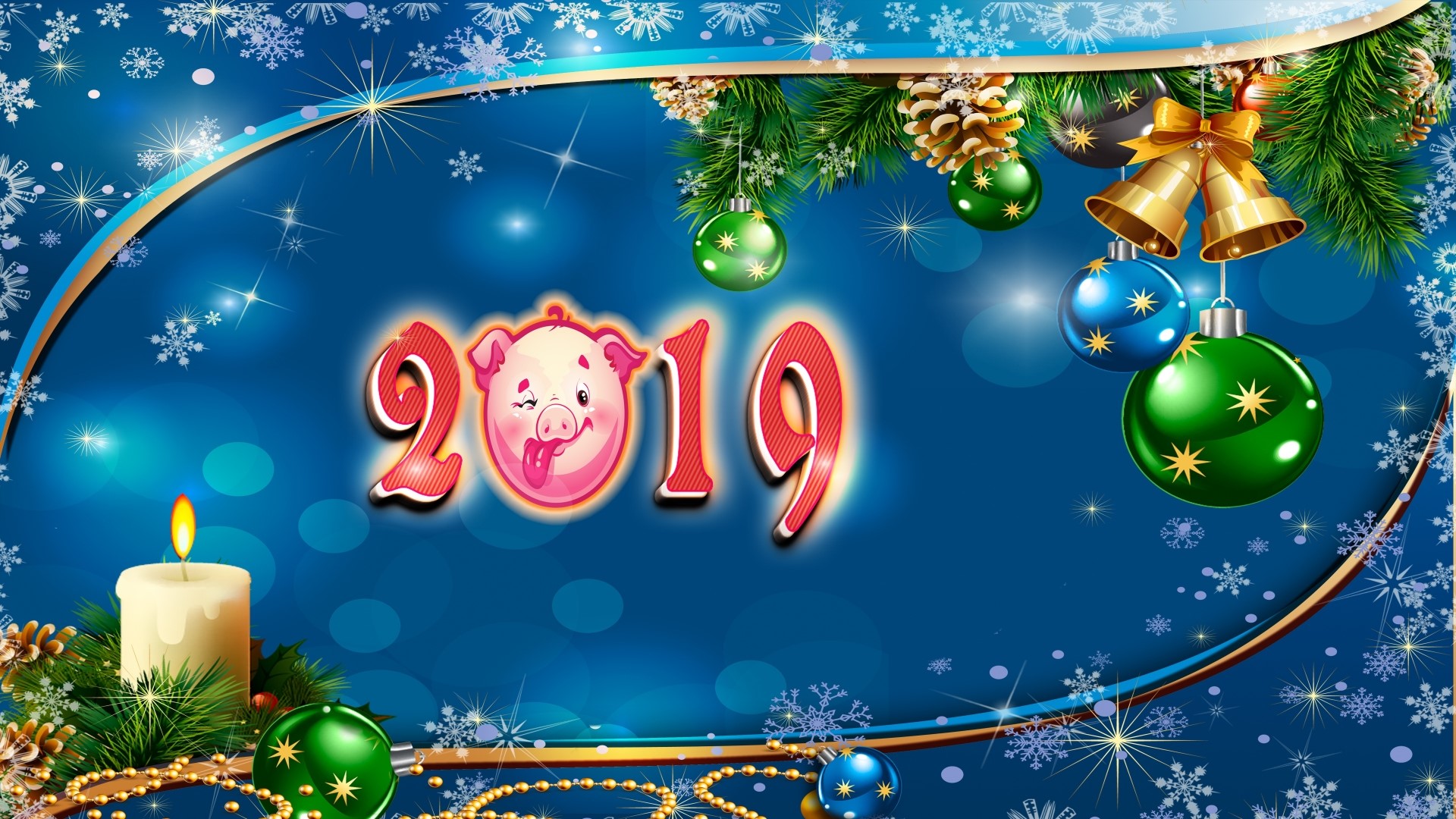 New Year 2019 Pig Celebration HD Wallpaper