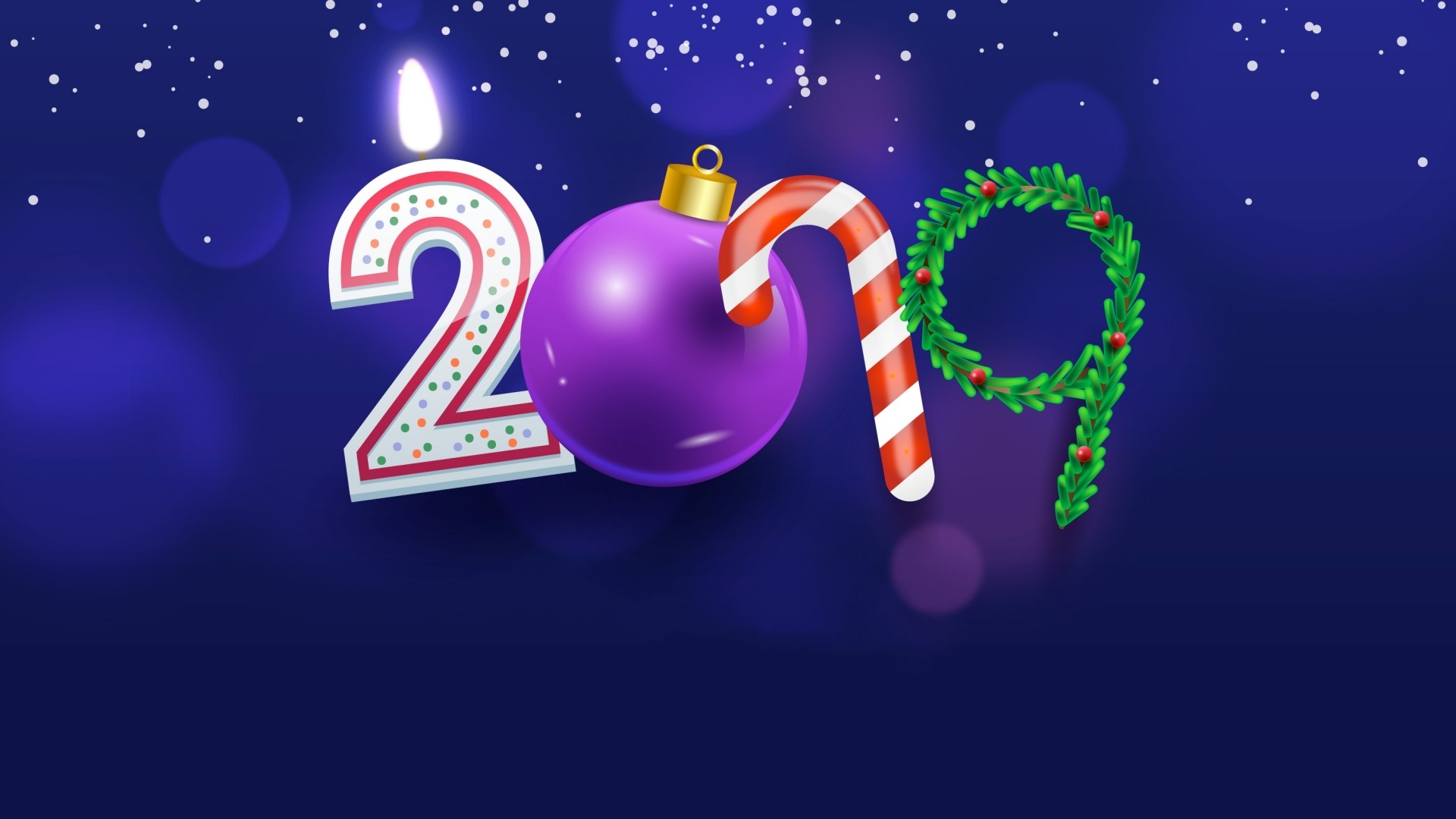 2019 New Year celebration with ornaments HD Wallpaper