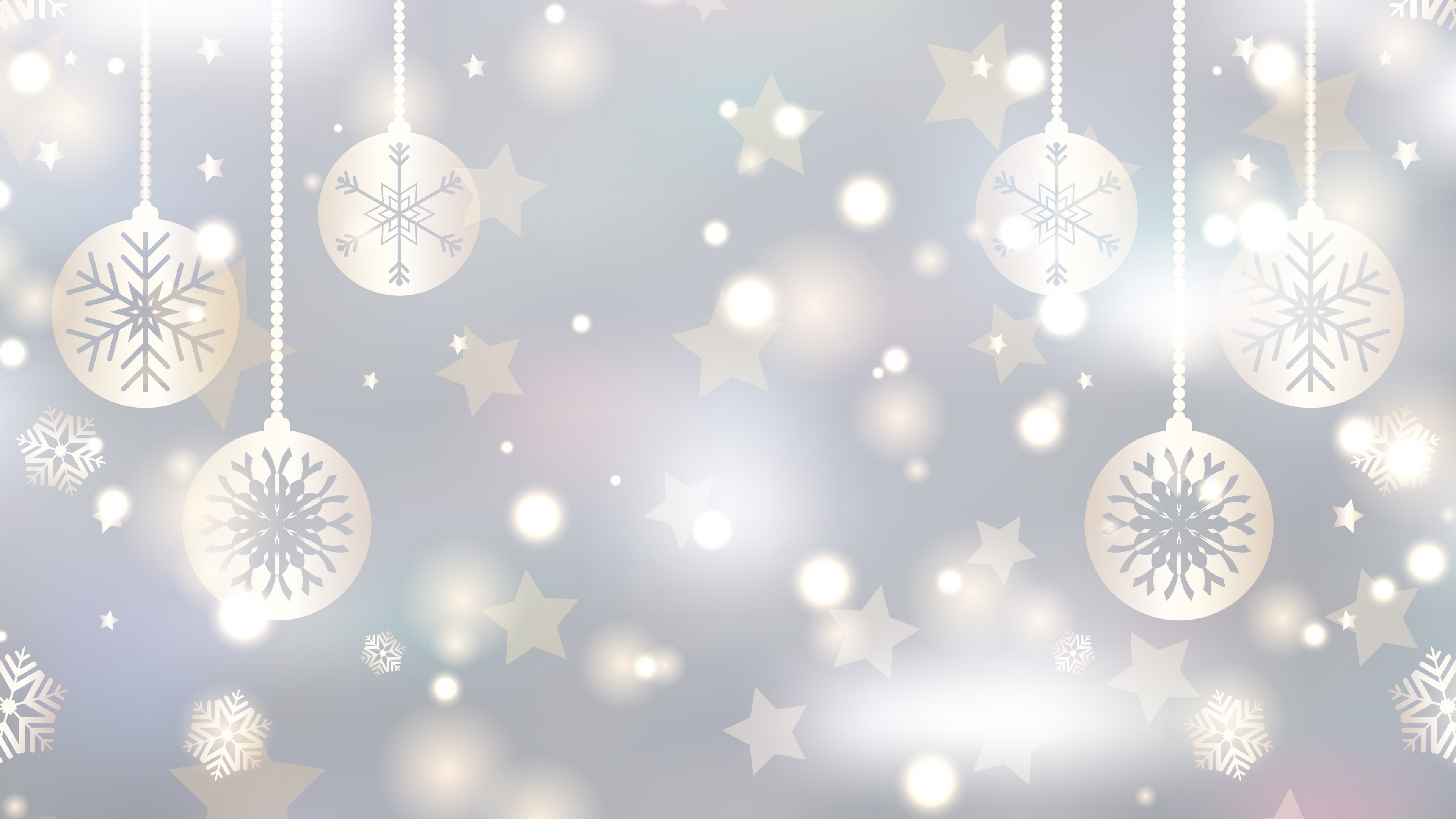 4K New Year Ornaments and Stars HD Wallpaper