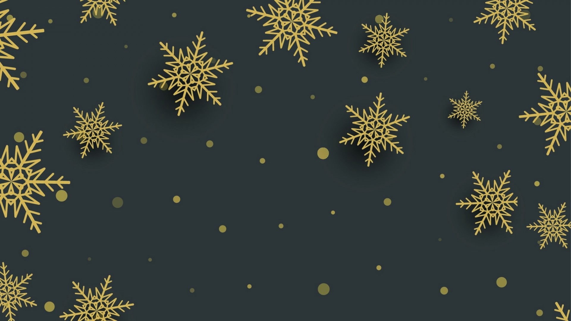 Golden snowflakes on a dark background HD Wallpaper