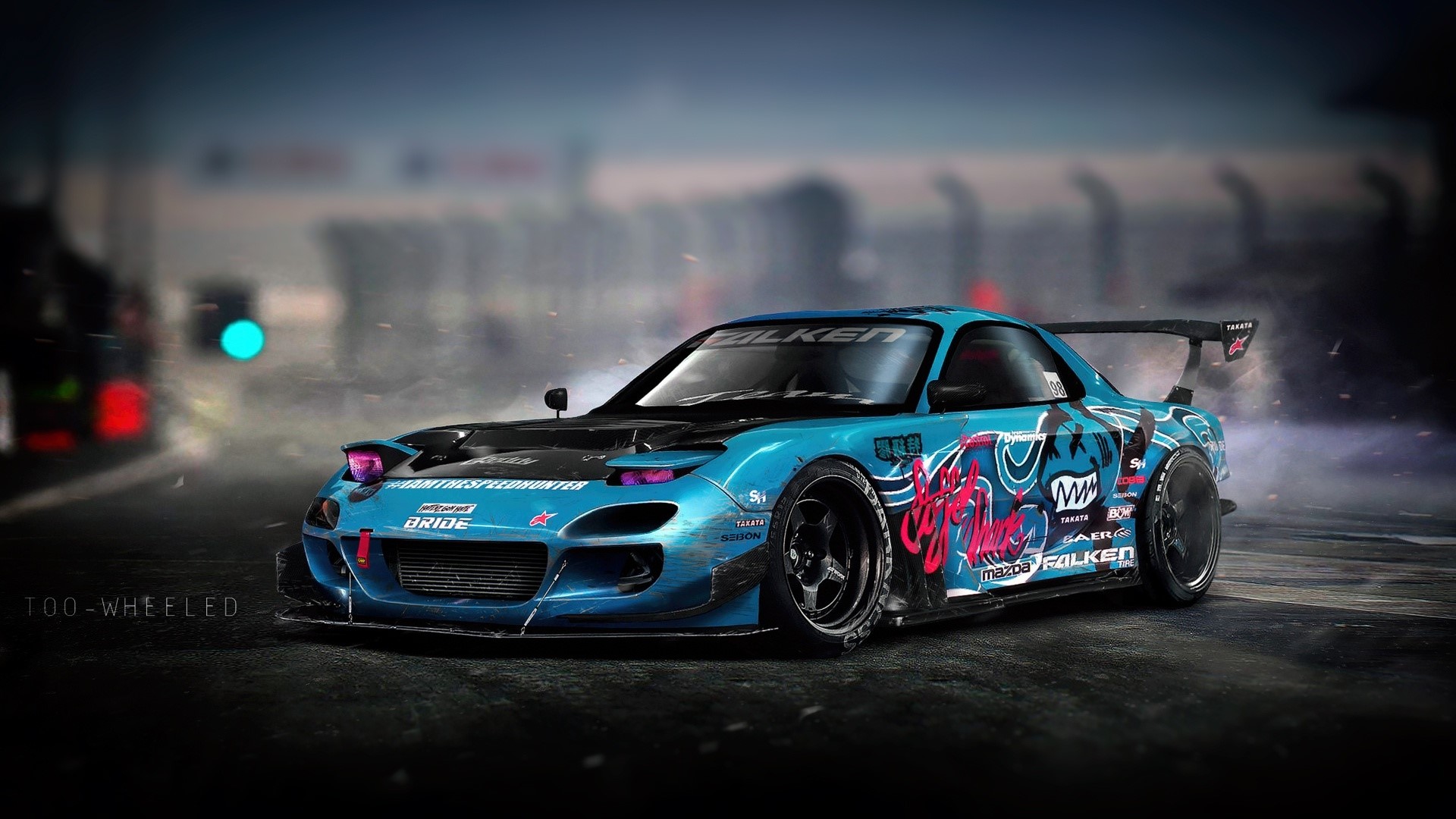 Mazda RX-7 Drift Car with Falken Tires HD Wallpaper