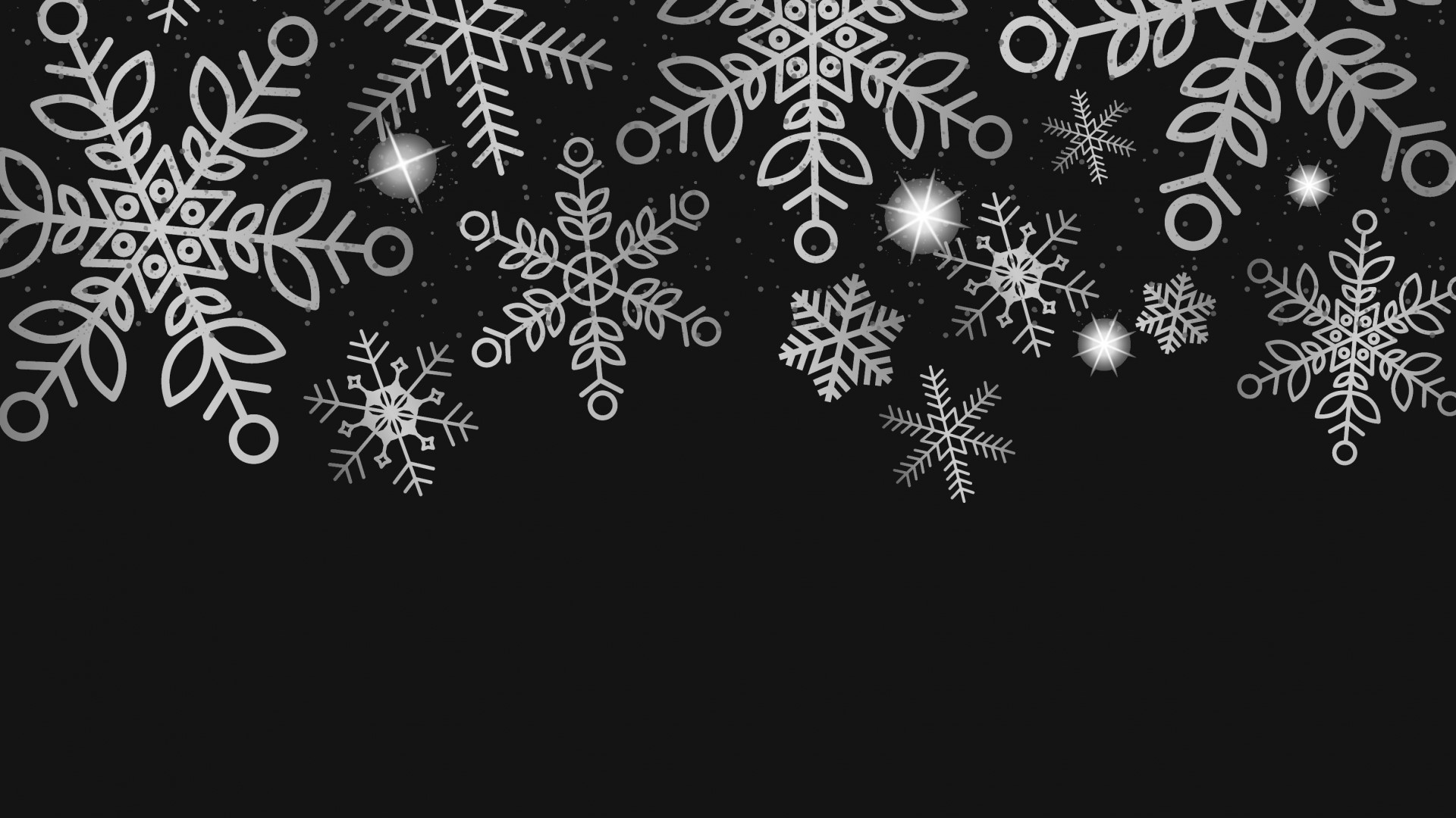 Silver snowflakes on a black background HD Wallpaper