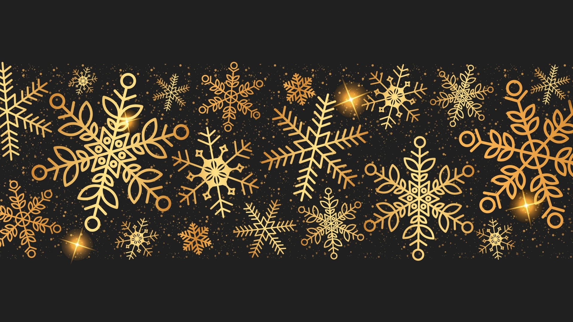 Golden snowflakes on a dark background HD Wallpaper