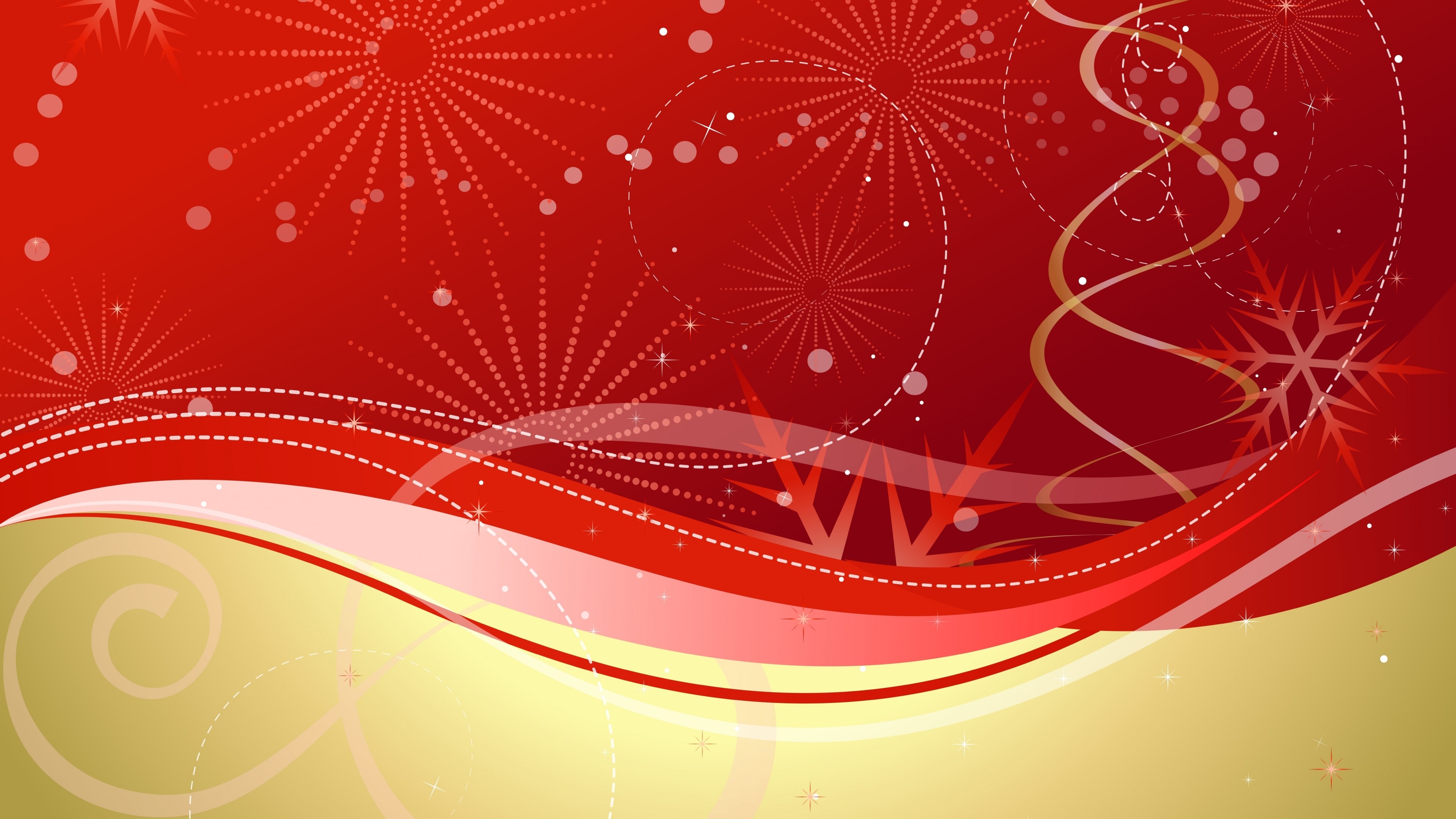 4K Winter Background with Red and Gold Swirls HD Wallpaper