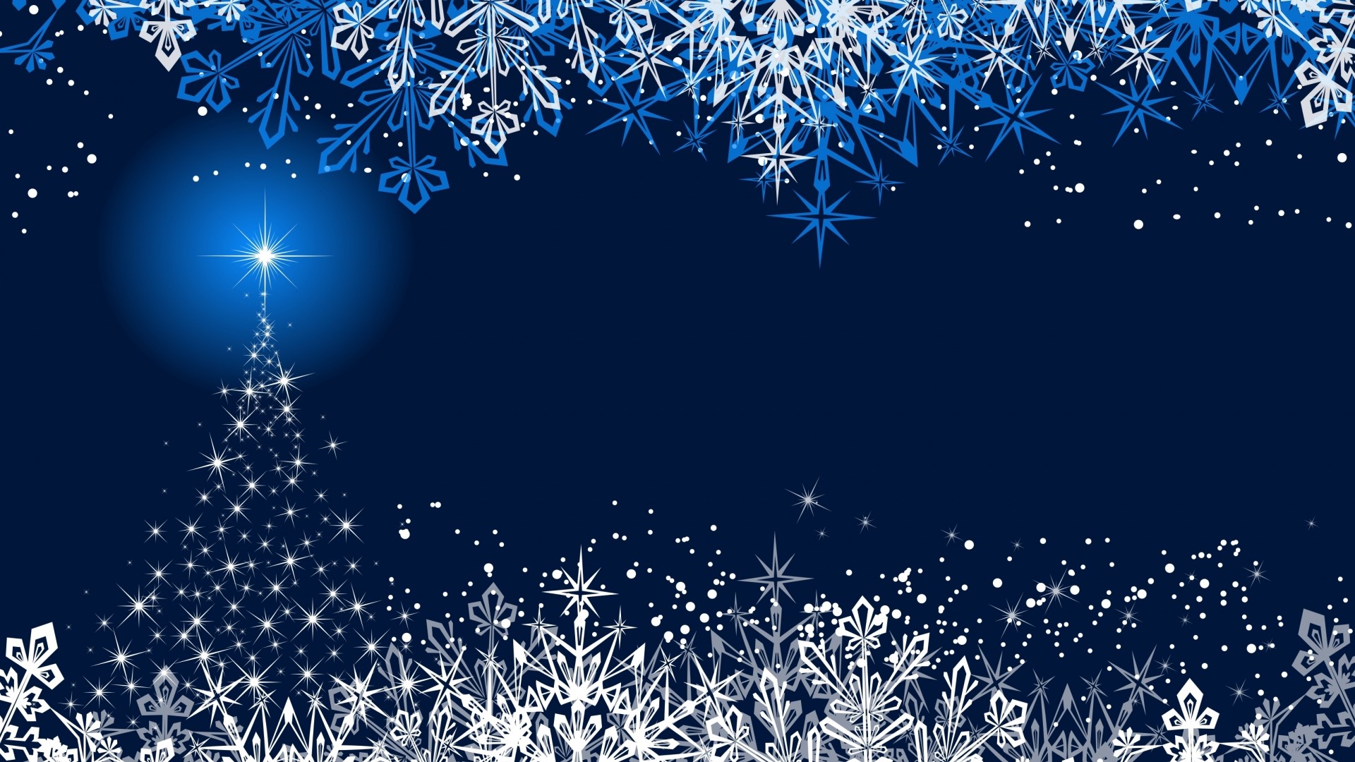 New Year Snowflakes and Christmas Tree HD Wallpaper