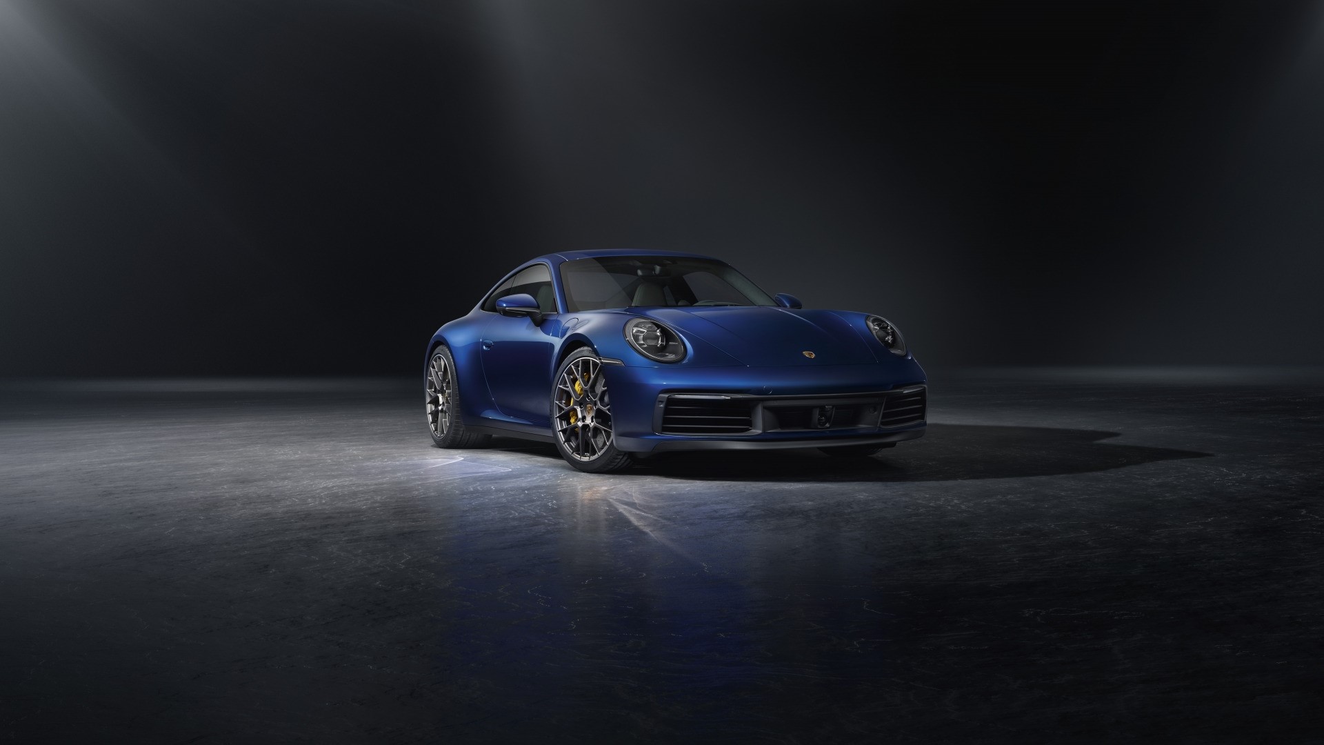 Blue Porsche 911 on a dark background HD Wallpaper