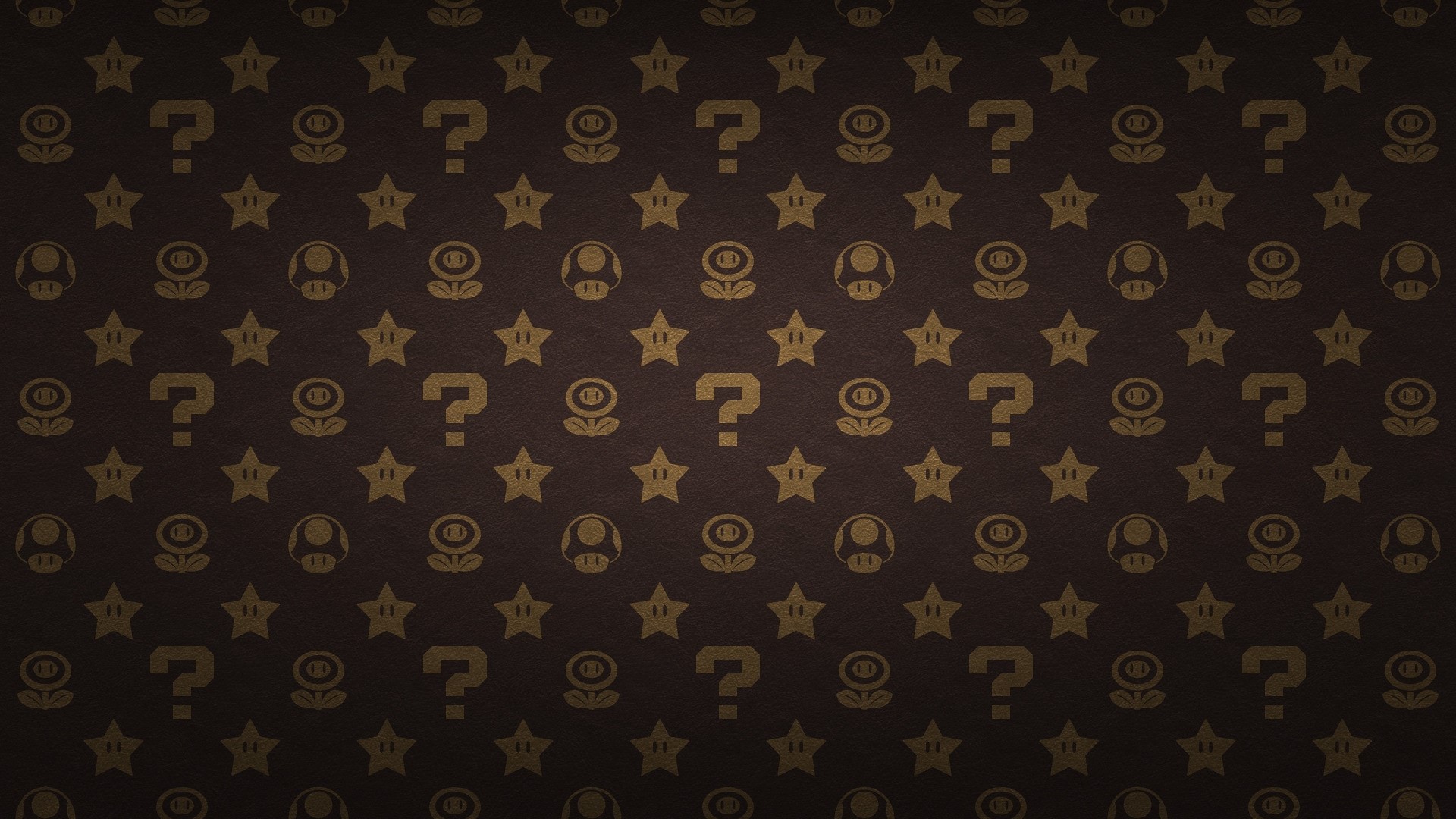 Mario Question Mark, Star, and Flower Icons Pattern HD Wallpaper
