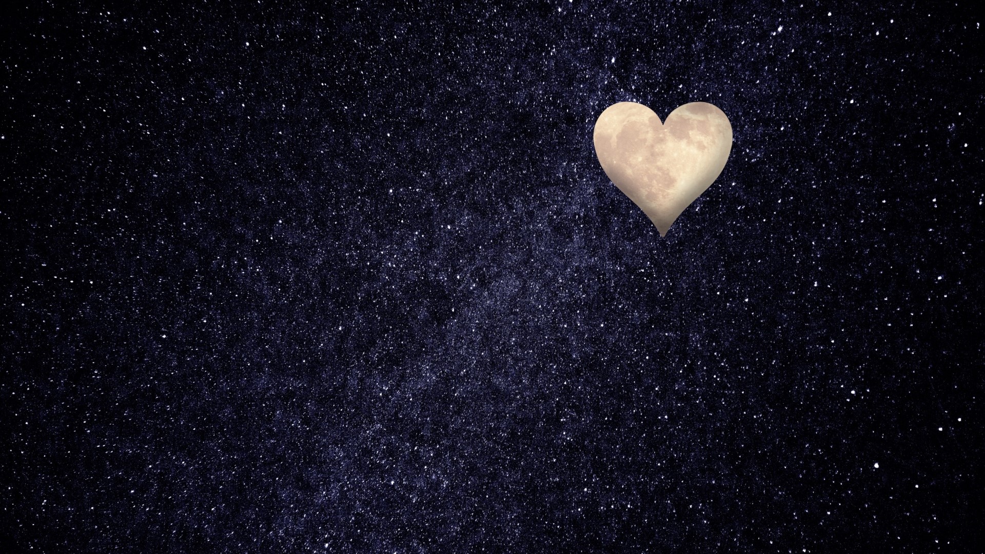 A heart-shaped moon in a starry night sky HD Wallpaper
