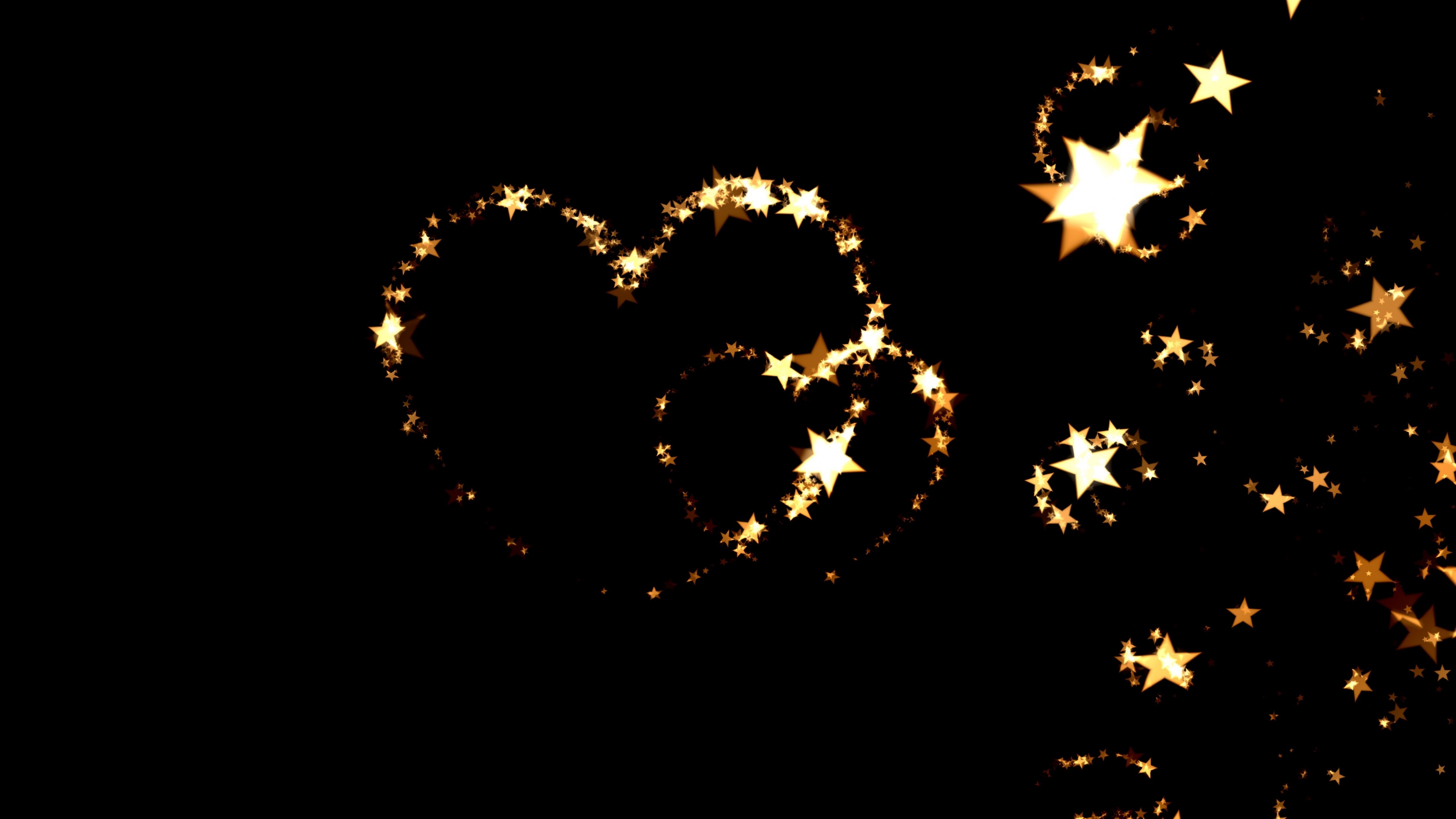 Golden Stars Forming Hearts HD Wallpaper