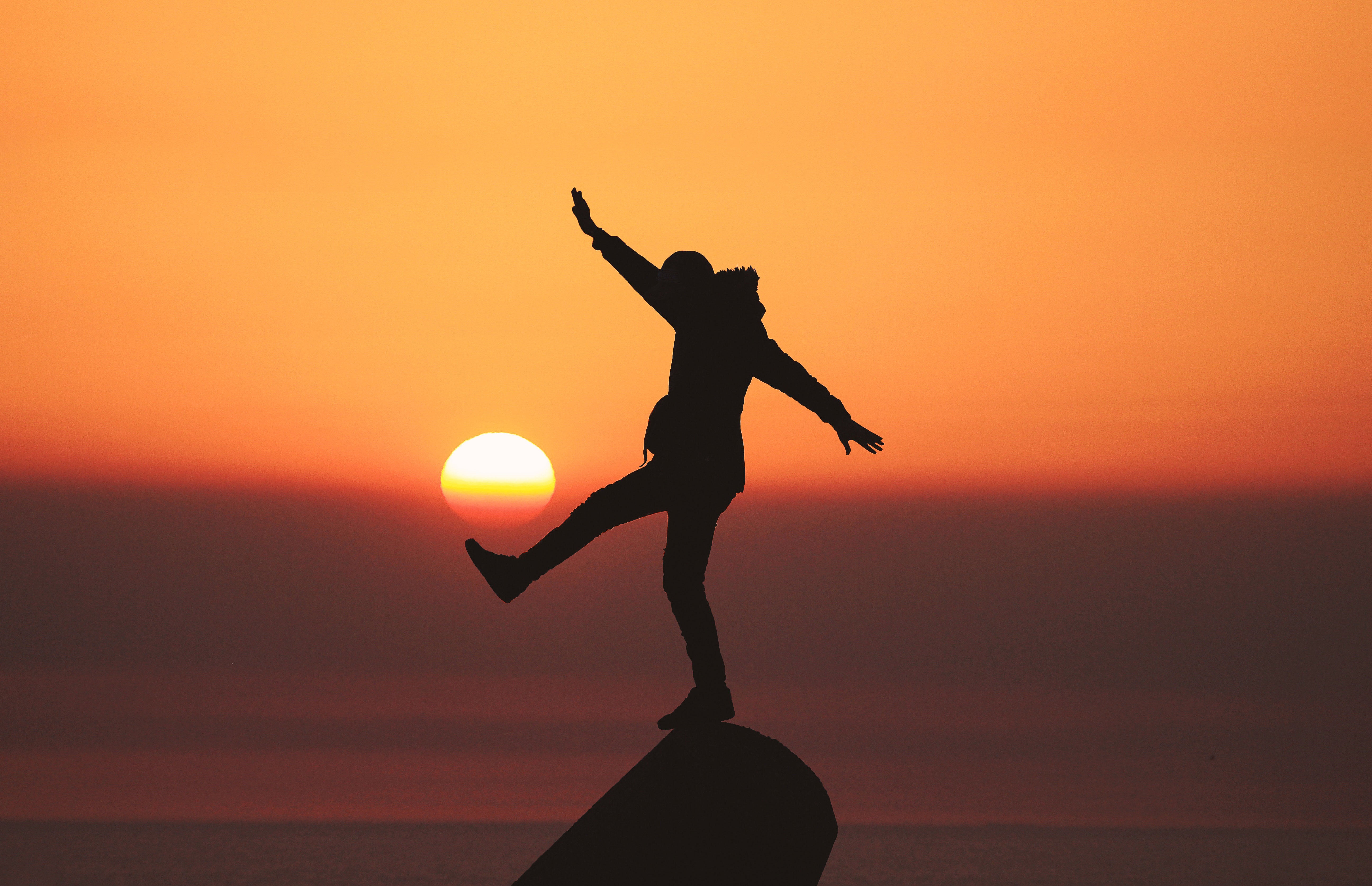 Man, 5K, Sunset, Mood, Silhouette HD Wallpaper