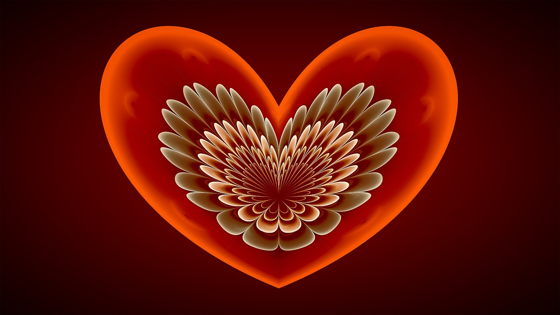Abstract fractal heart with flower HD Wallpaper