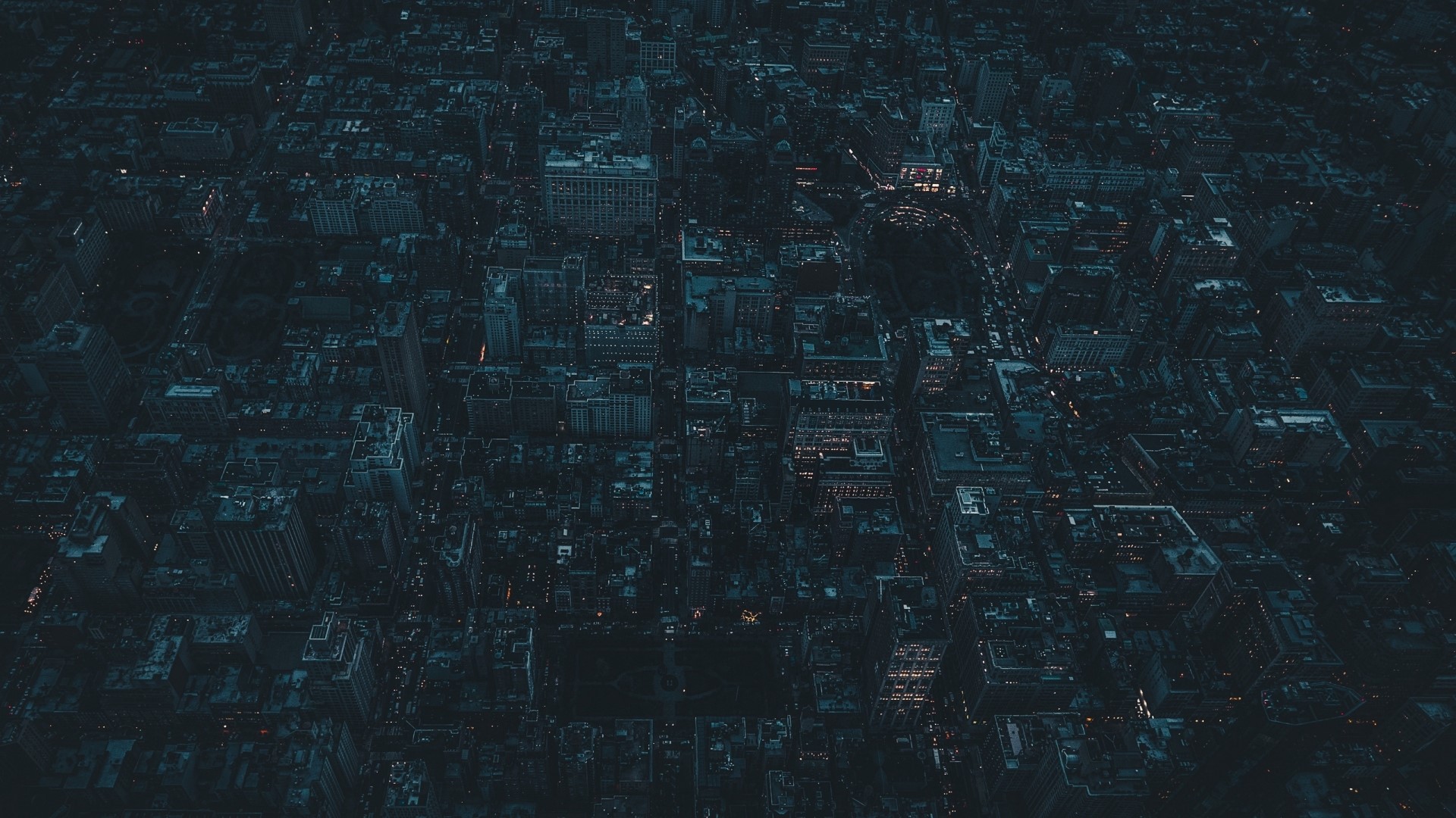 Aerial view of New York City at night HD Wallpaper