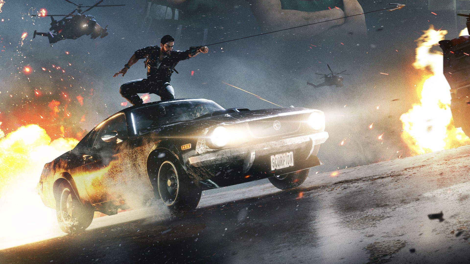 Rico Rodriguez from Just Cause 4 on a car HD Wallpaper