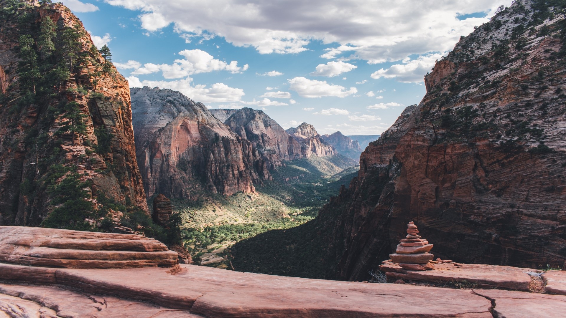 Mountain Range Landscape with Clouds HD Wallpaper