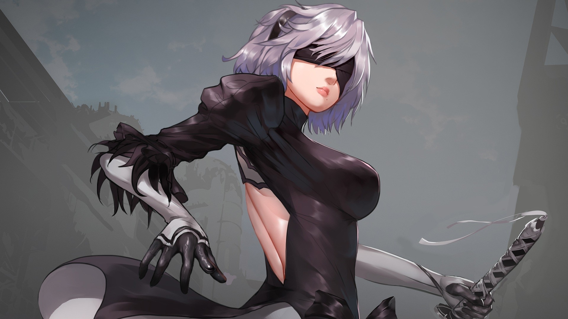 2B from Nier: Automata with a sword HD Wallpaper