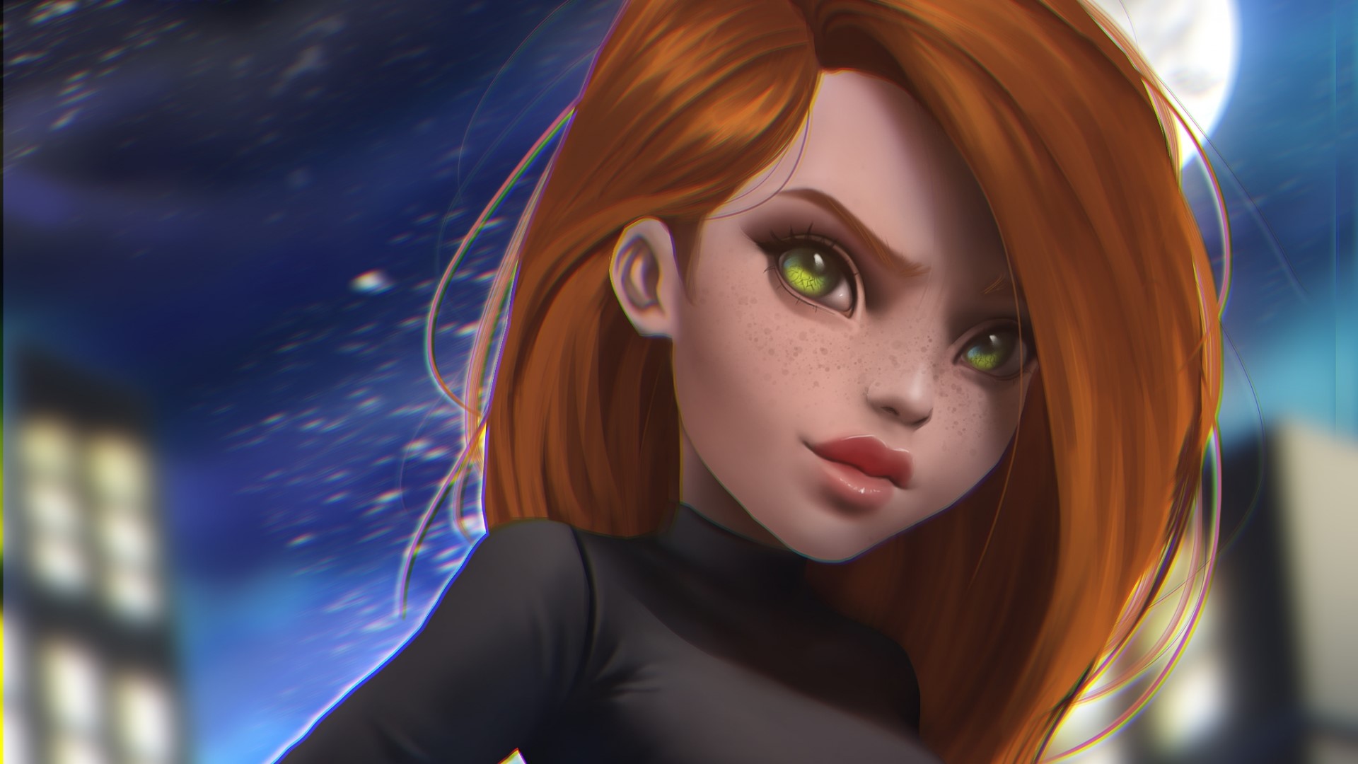 Kim Possible in a black turtleneck HD Wallpaper