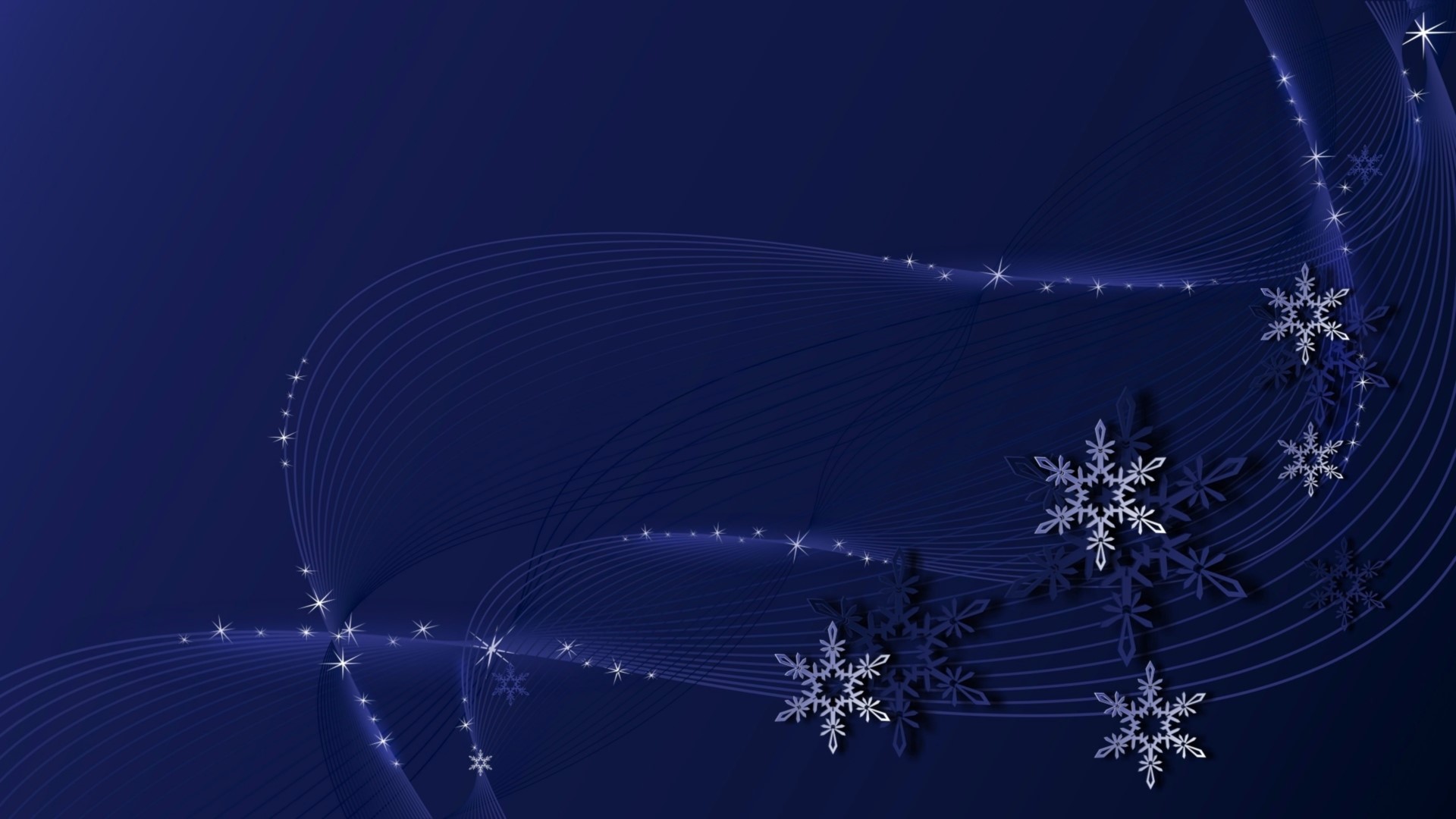 Winter snowflakes and light streaks on a dark blue background HD Wallpaper
