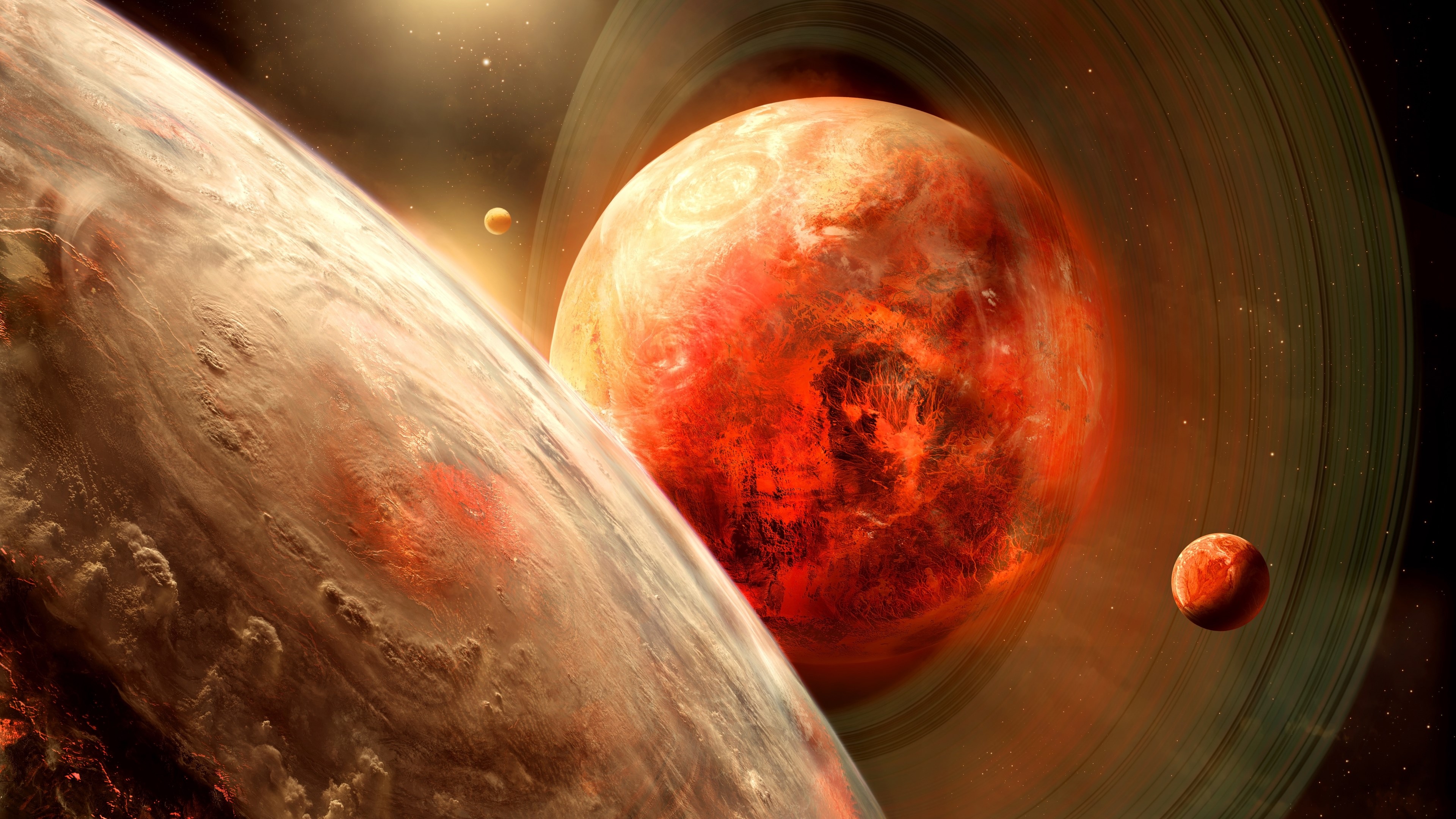 4K Space Planets and Rings HD Wallpaper