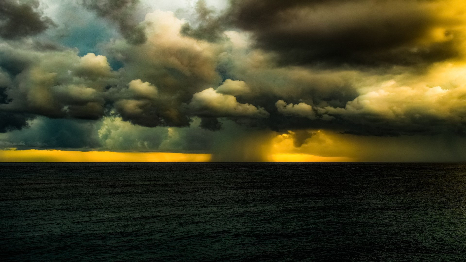 Stormy Sea with Dramatic Clouds HD Wallpaper