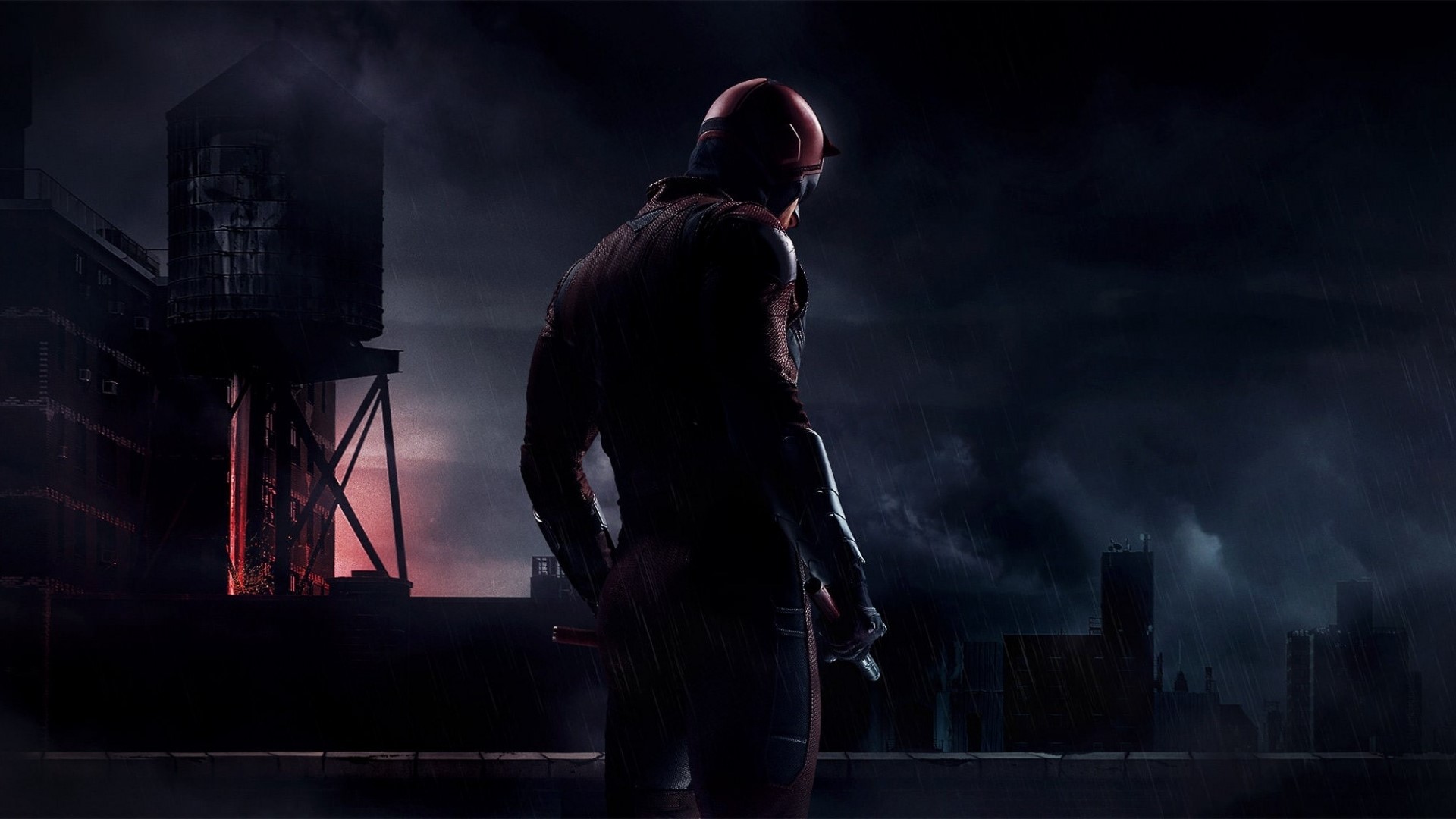Daredevil on a rooftop at night HD Wallpaper