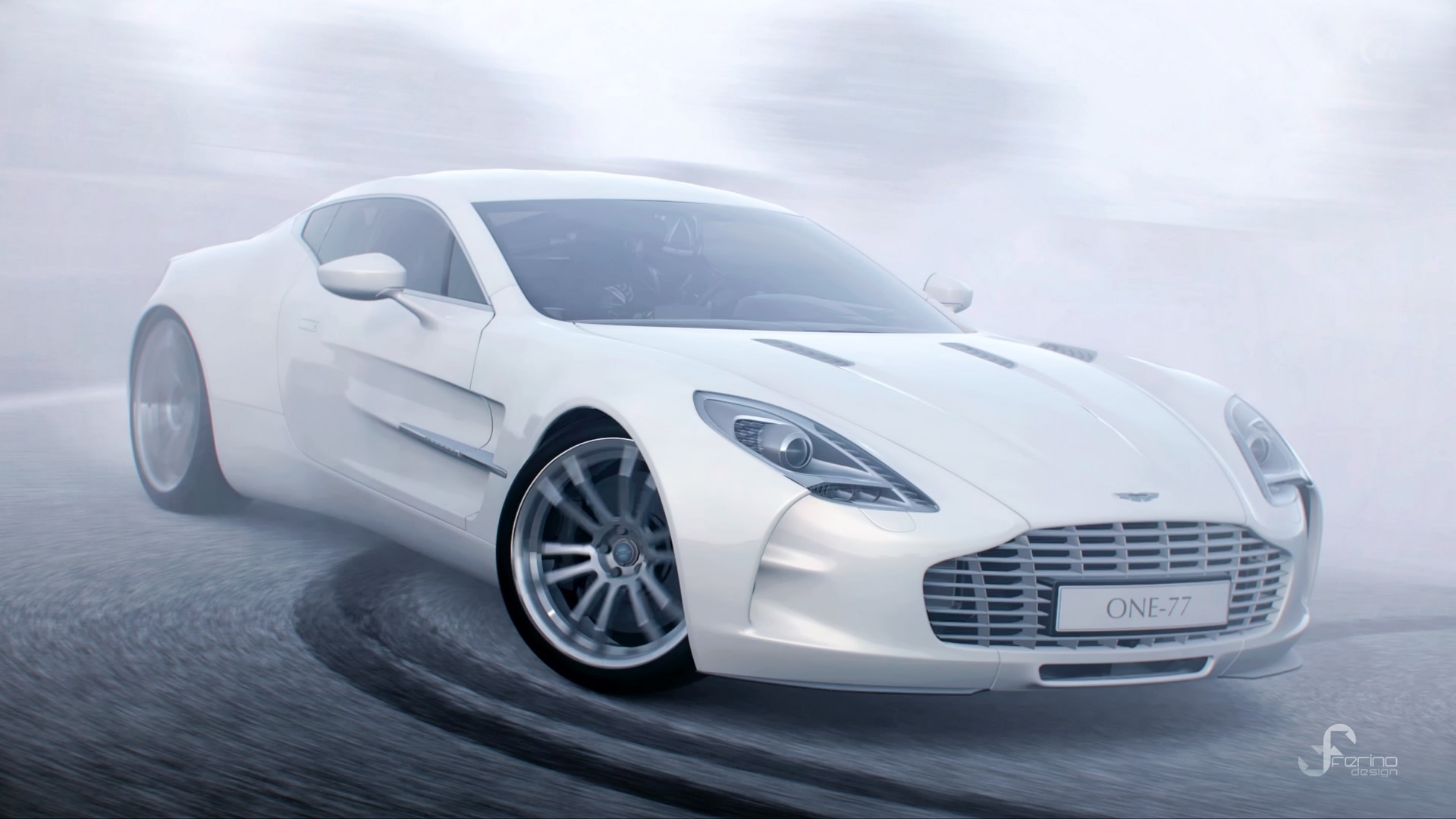 White Aston Martin One-77 drifting HD Wallpaper