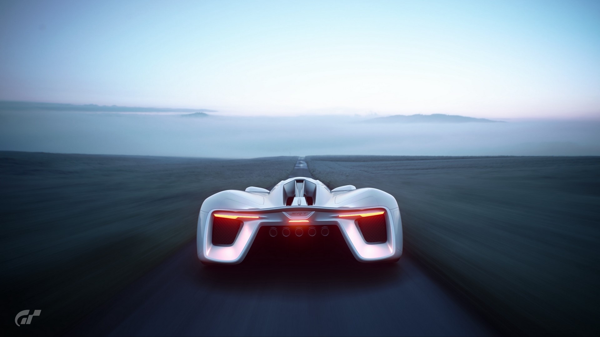White futuristic supercar driving on a road HD Wallpaper