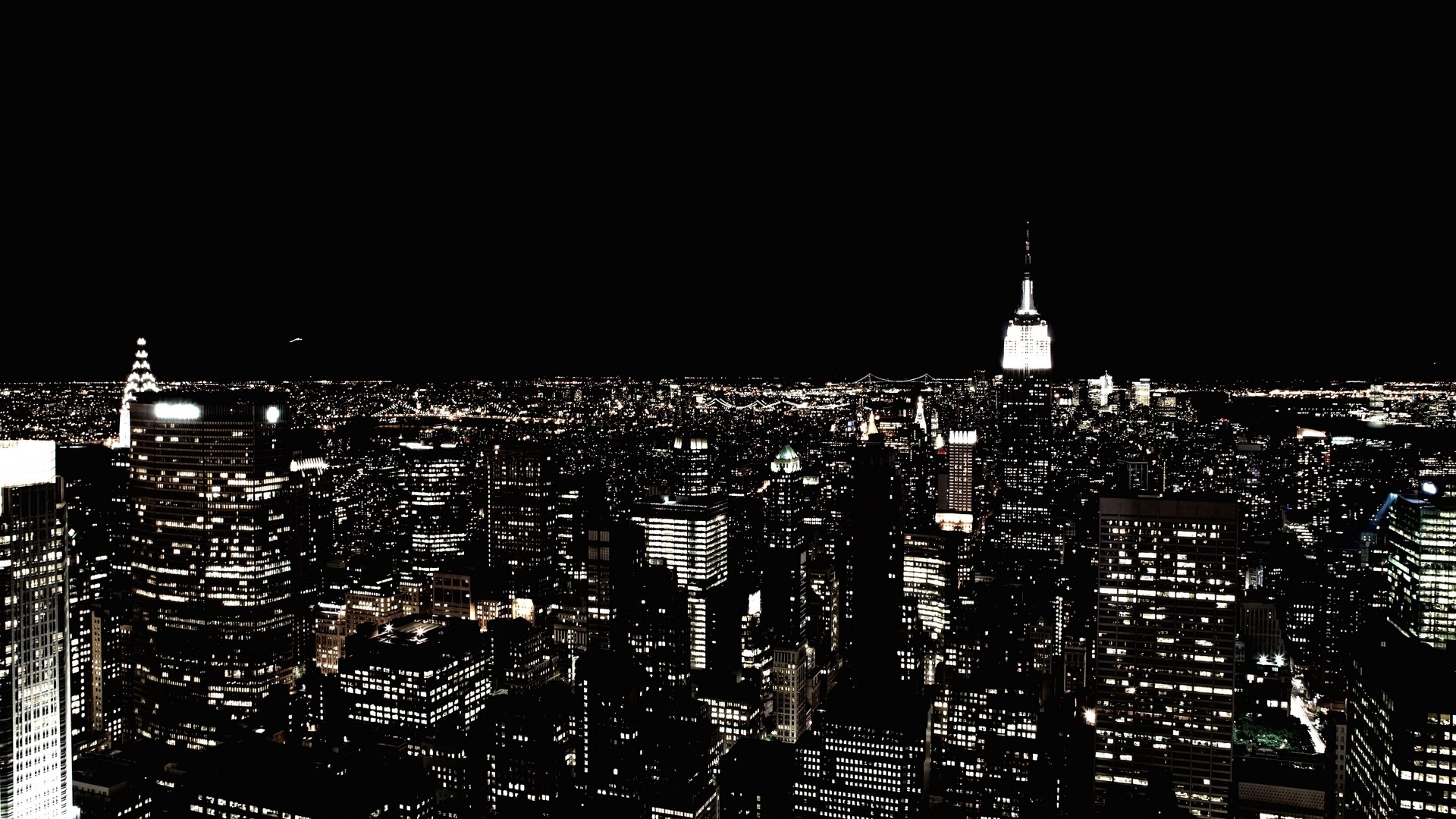 New York City skyline at night HD Wallpaper