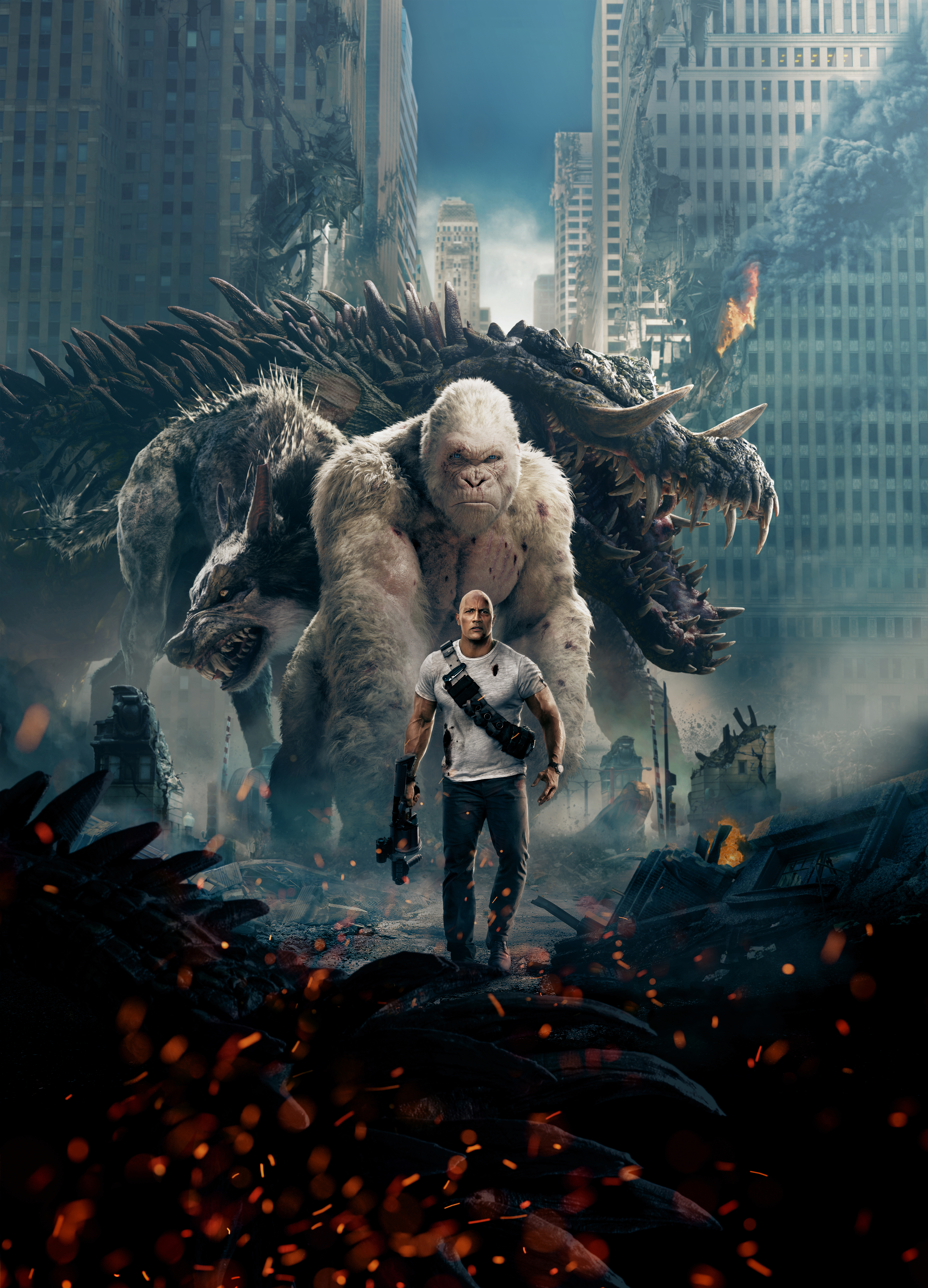 White gorilla, 5K, Rampage, Dwayne Johnson, 2018 HD Wallpaper