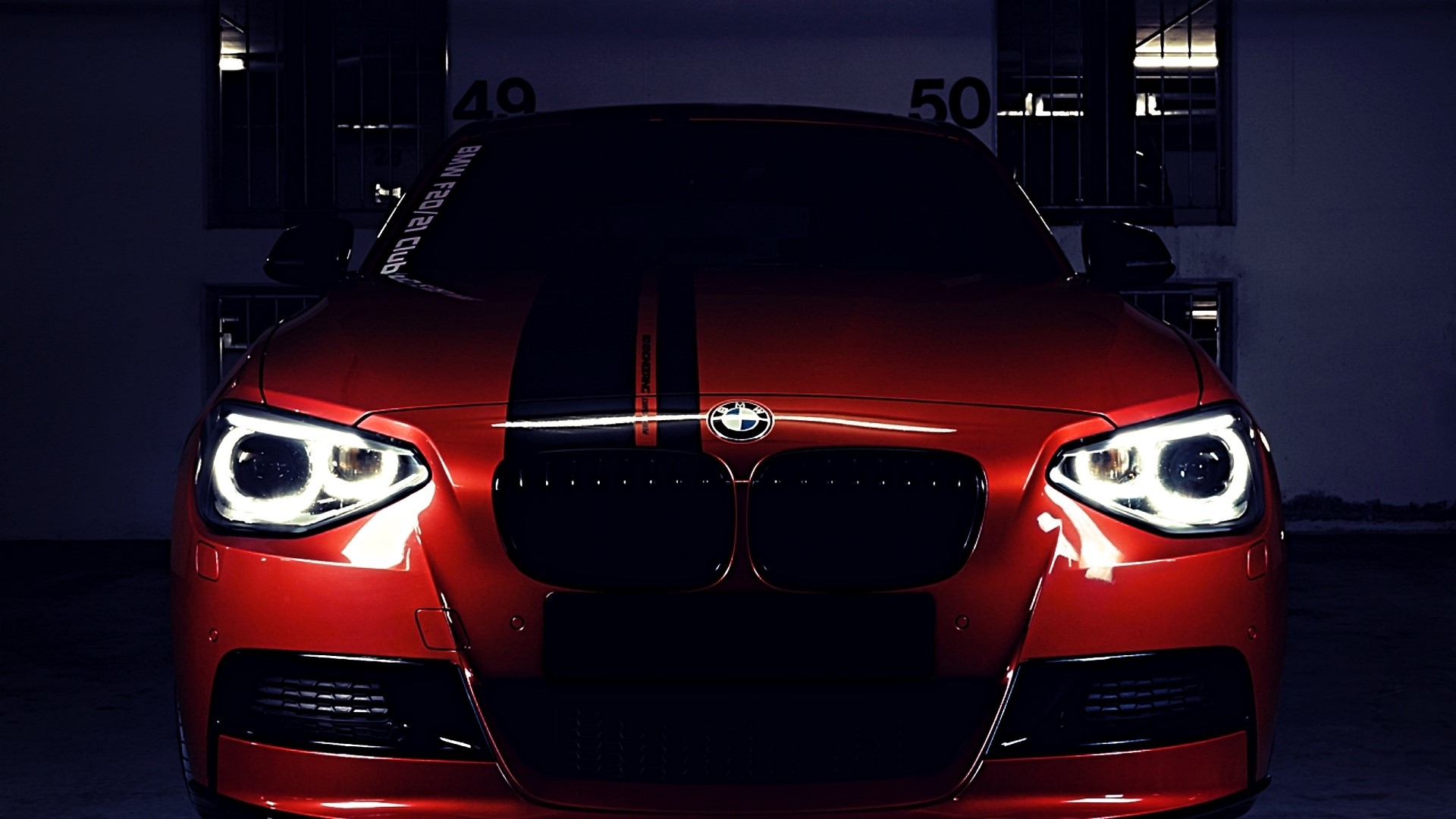 Red BMW 1 Series M Sport with Black Stripes HD Wallpaper