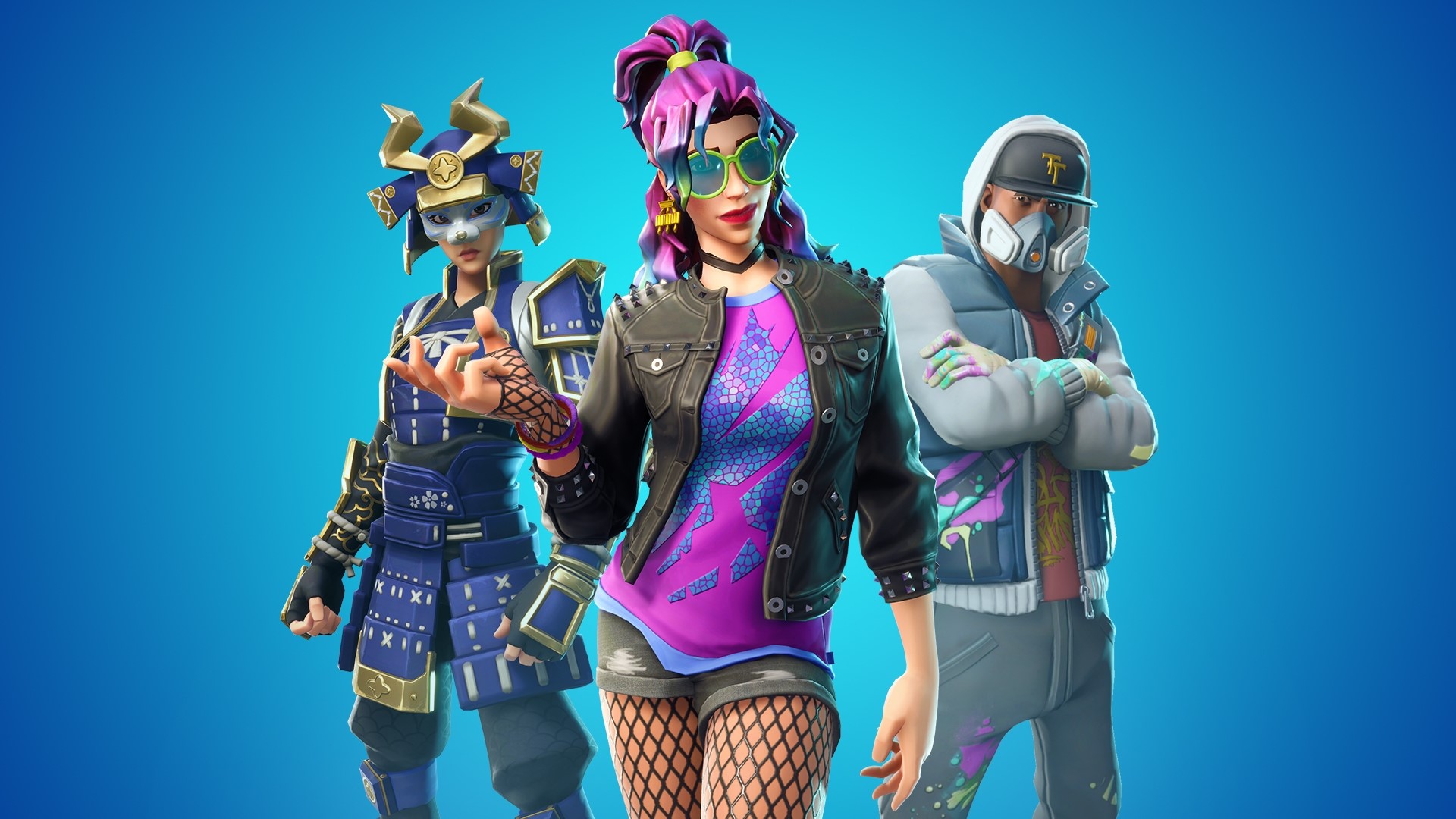Fortnite characters in stylized outfits HD Wallpaper